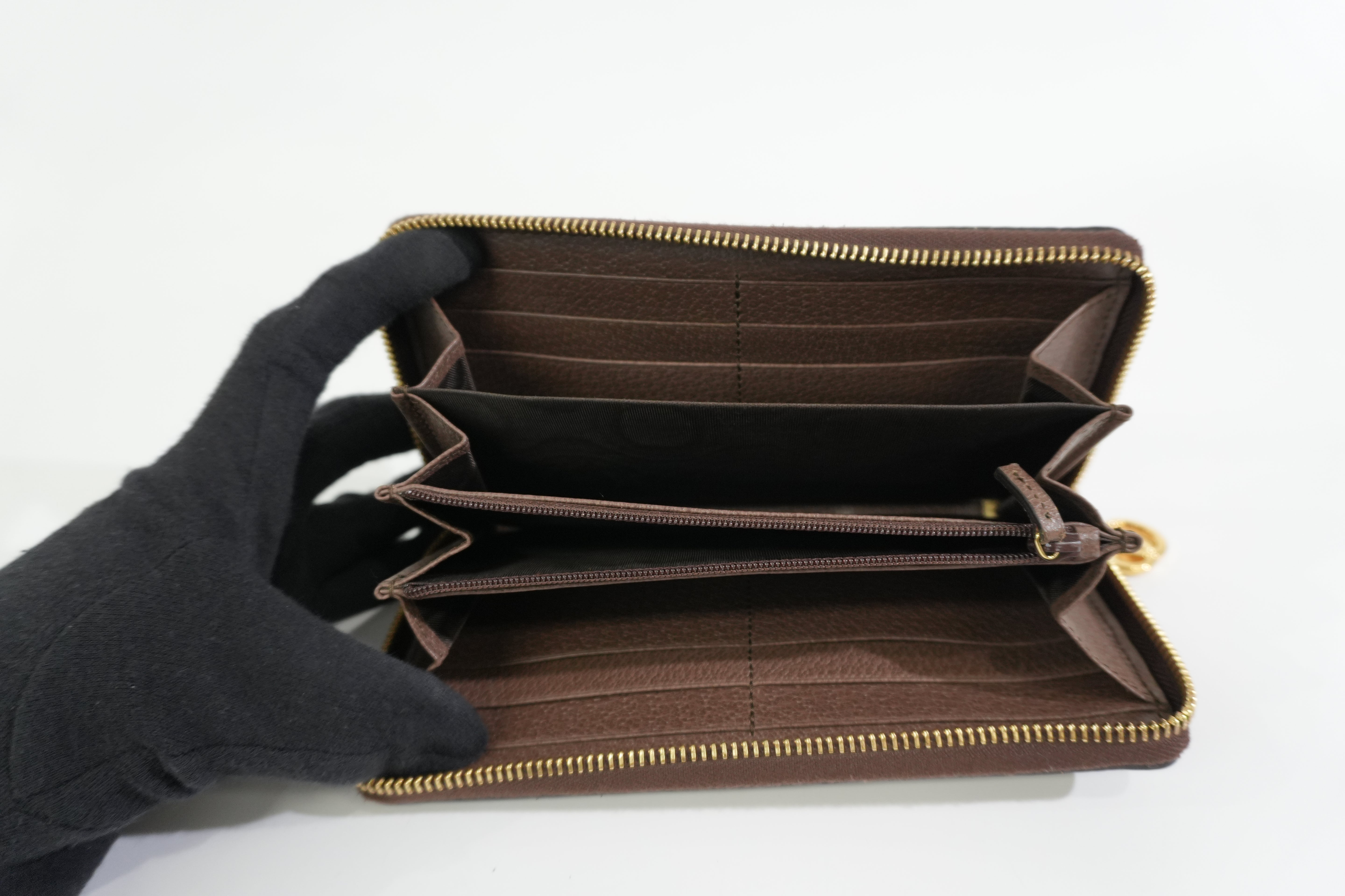 Pre-owned Gucci Ophidia Zippy Long Wallet Brown