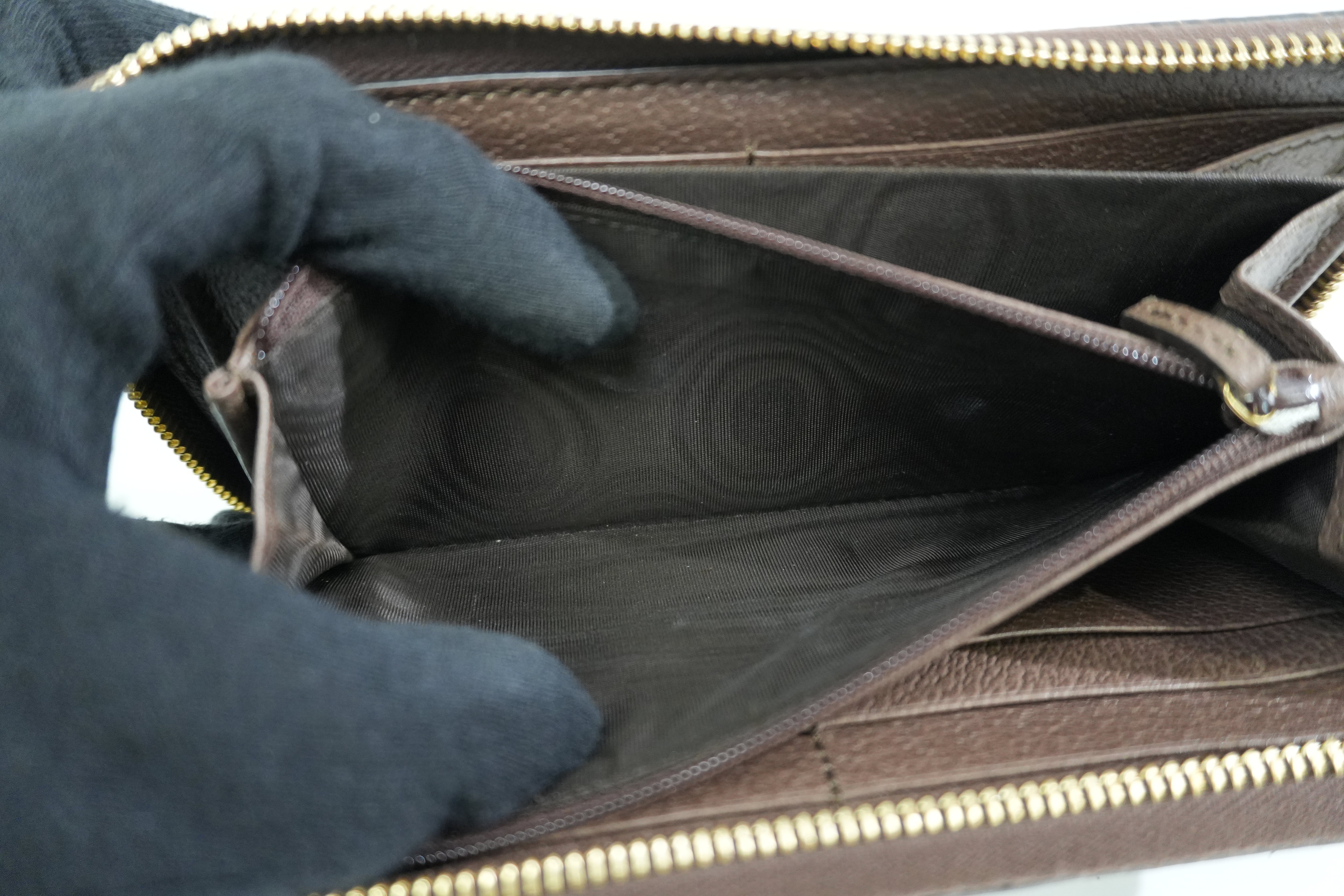 Pre-owned Gucci Ophidia Zippy Long Wallet Brown