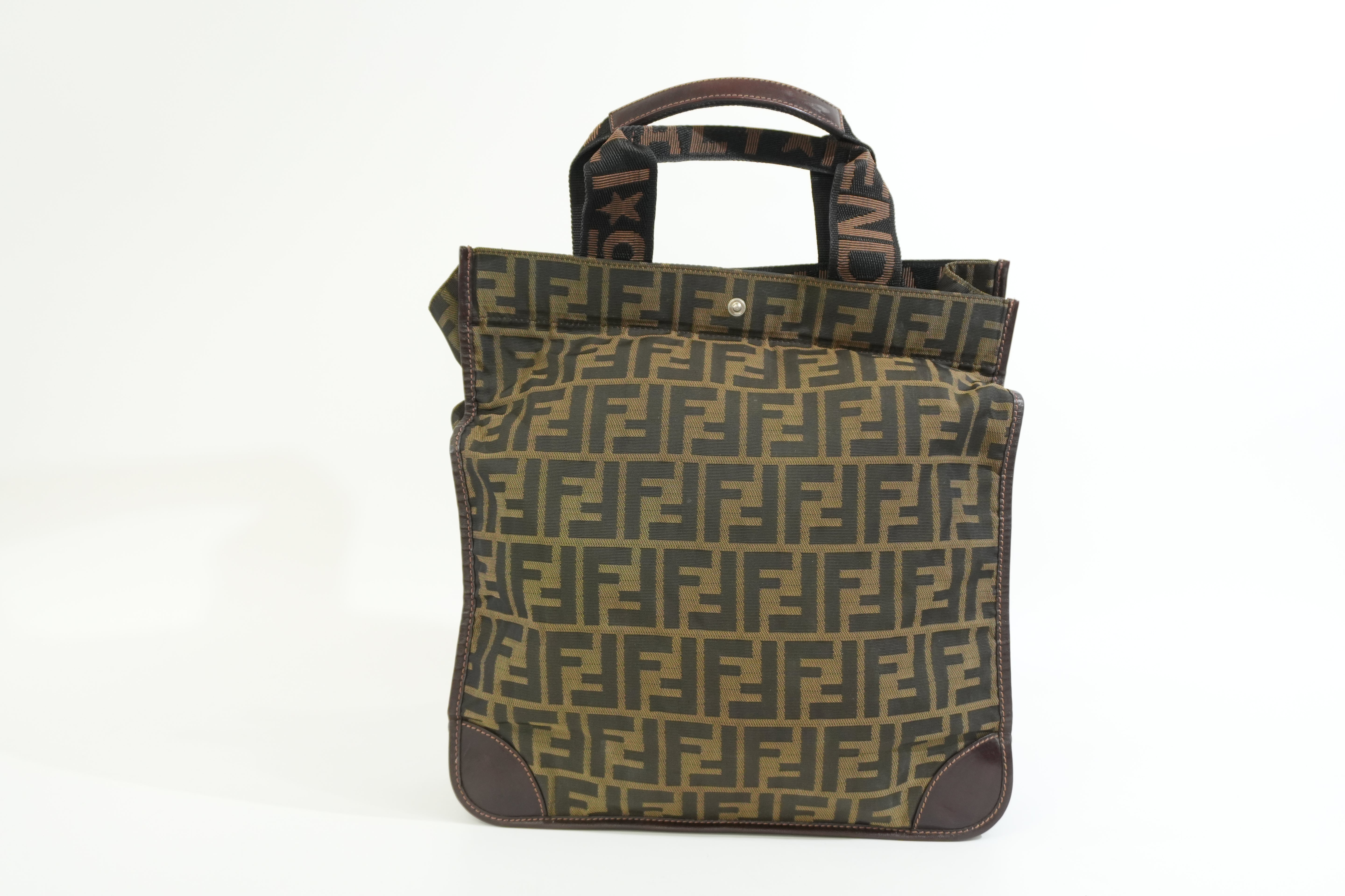Pre-owned Fendi Zucca Small Tote Bag Brown