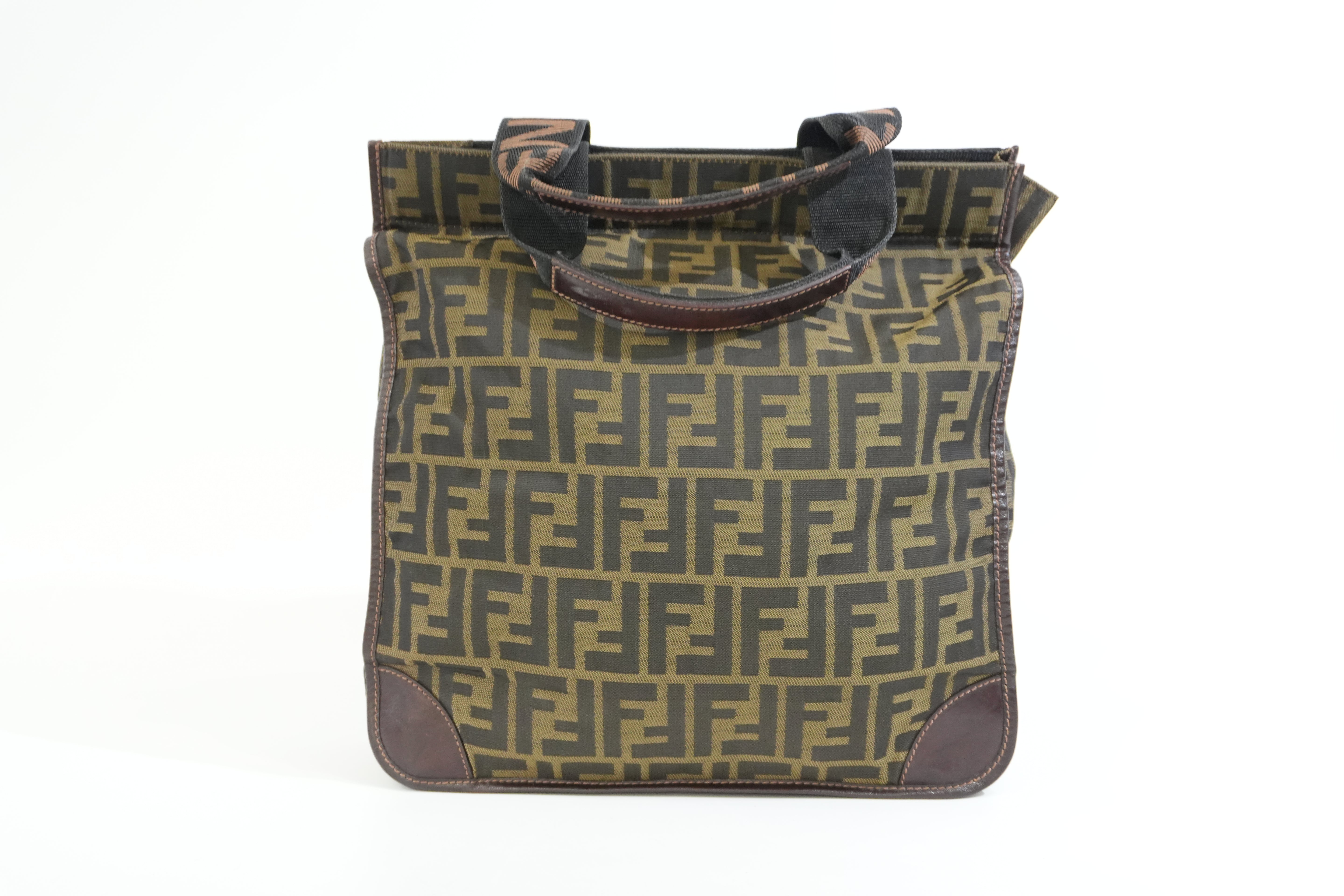 Pre-owned Fendi Zucca Small Tote Bag Brown