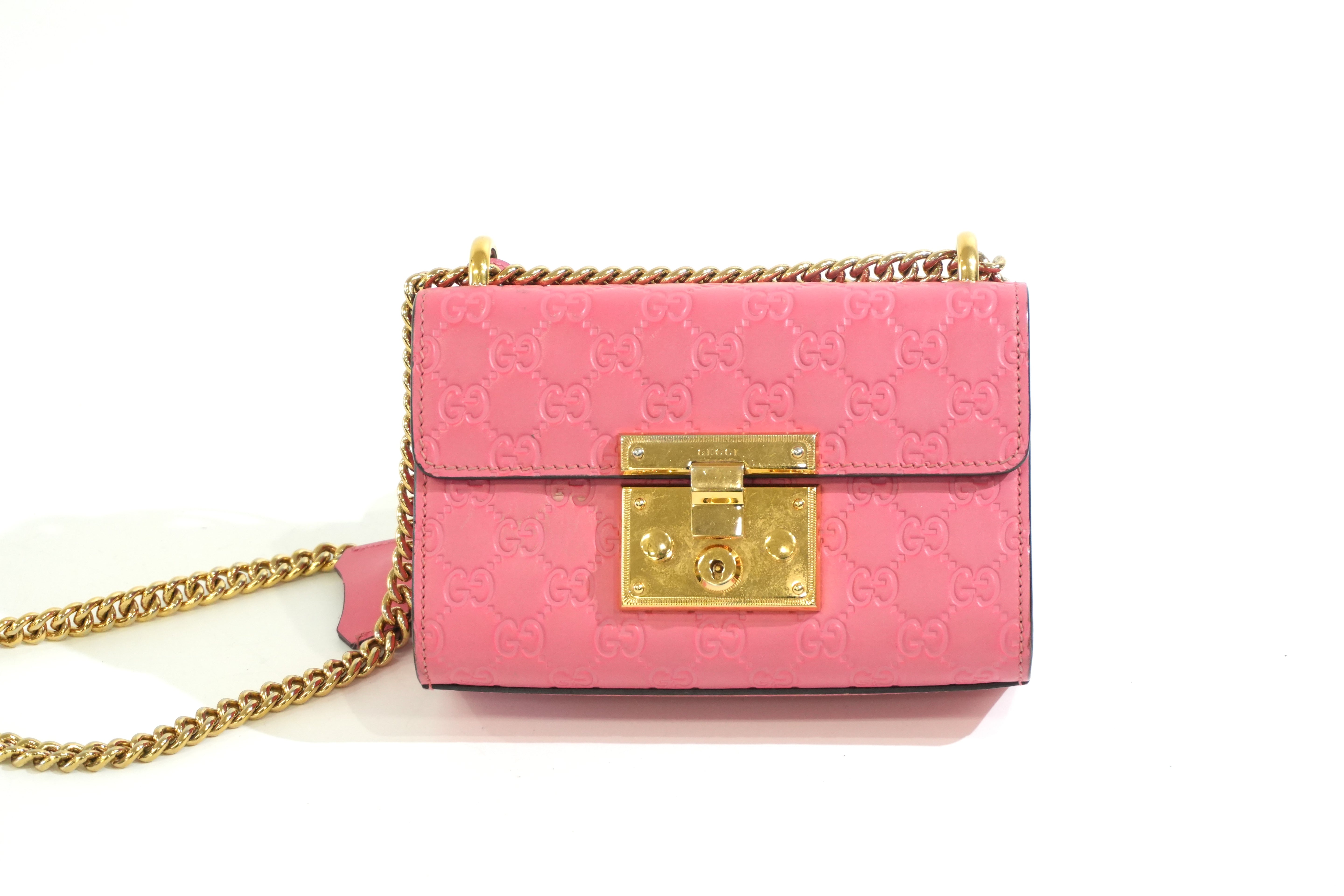 Pre-owned Gucci Small Padlock Bag Chain Shoulder Bag Pink