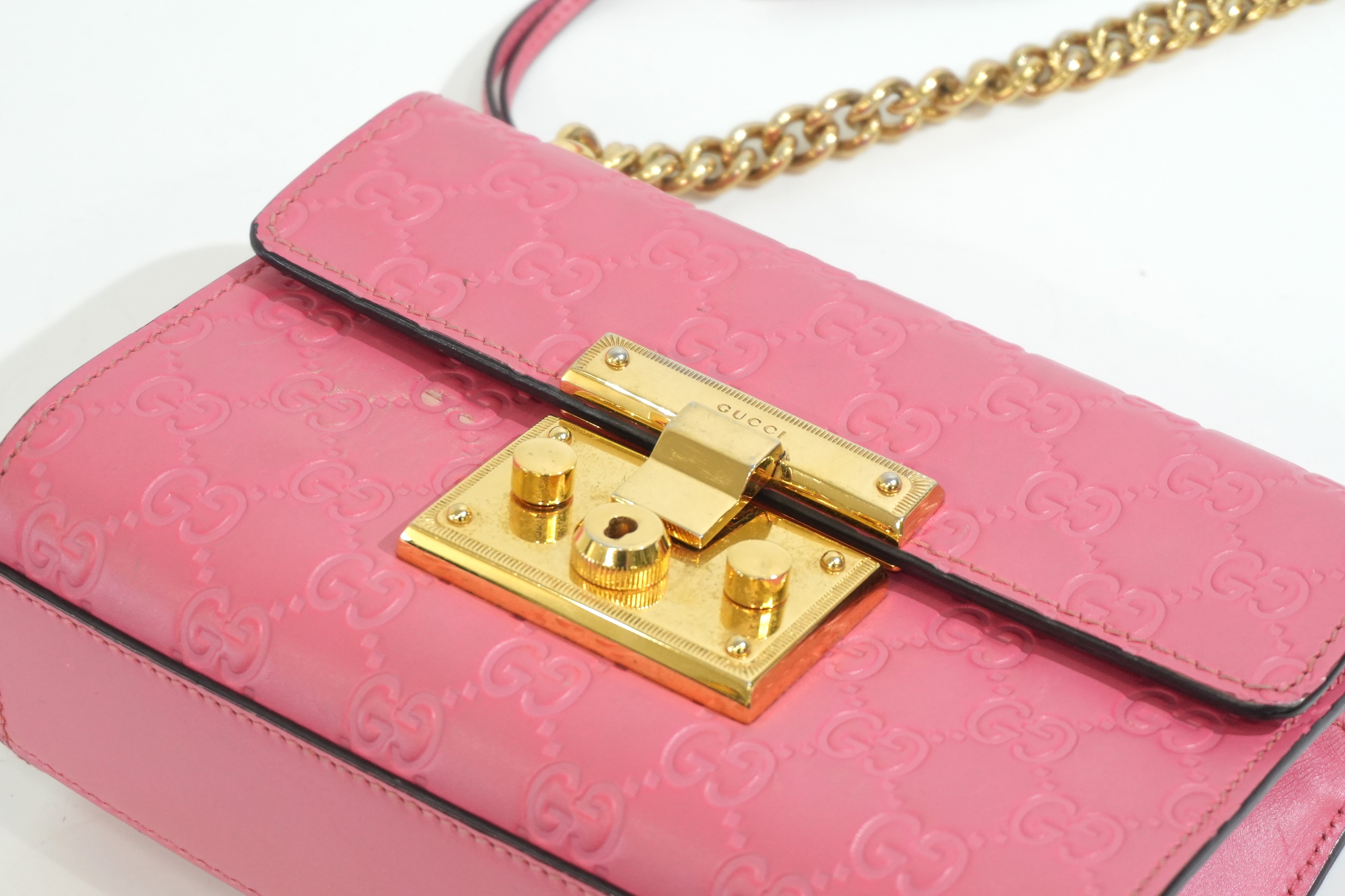 Pre-owned Gucci Small Padlock Bag Chain Shoulder Bag Pink