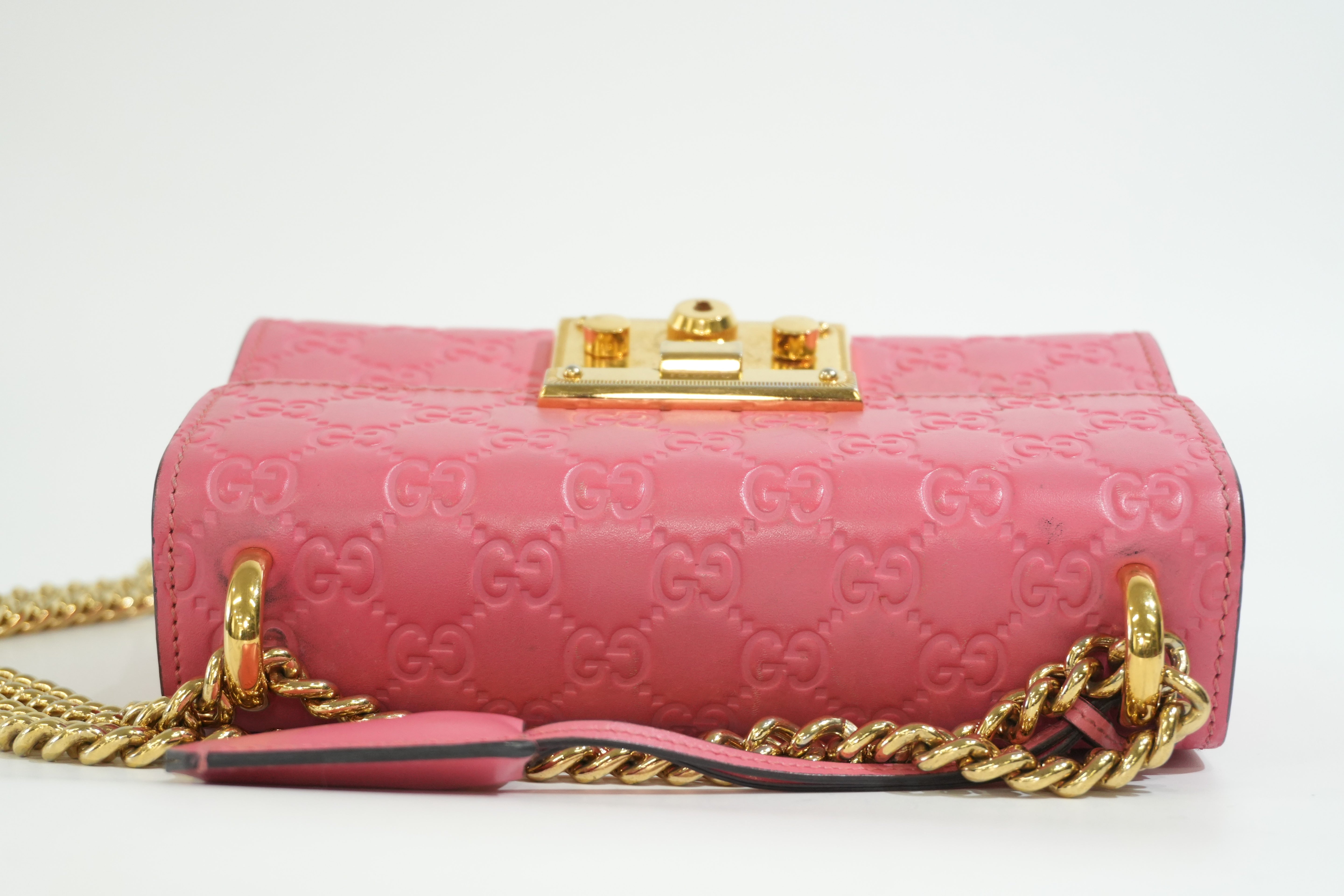 Pre-owned Gucci Small Padlock Bag Chain Shoulder Bag Pink