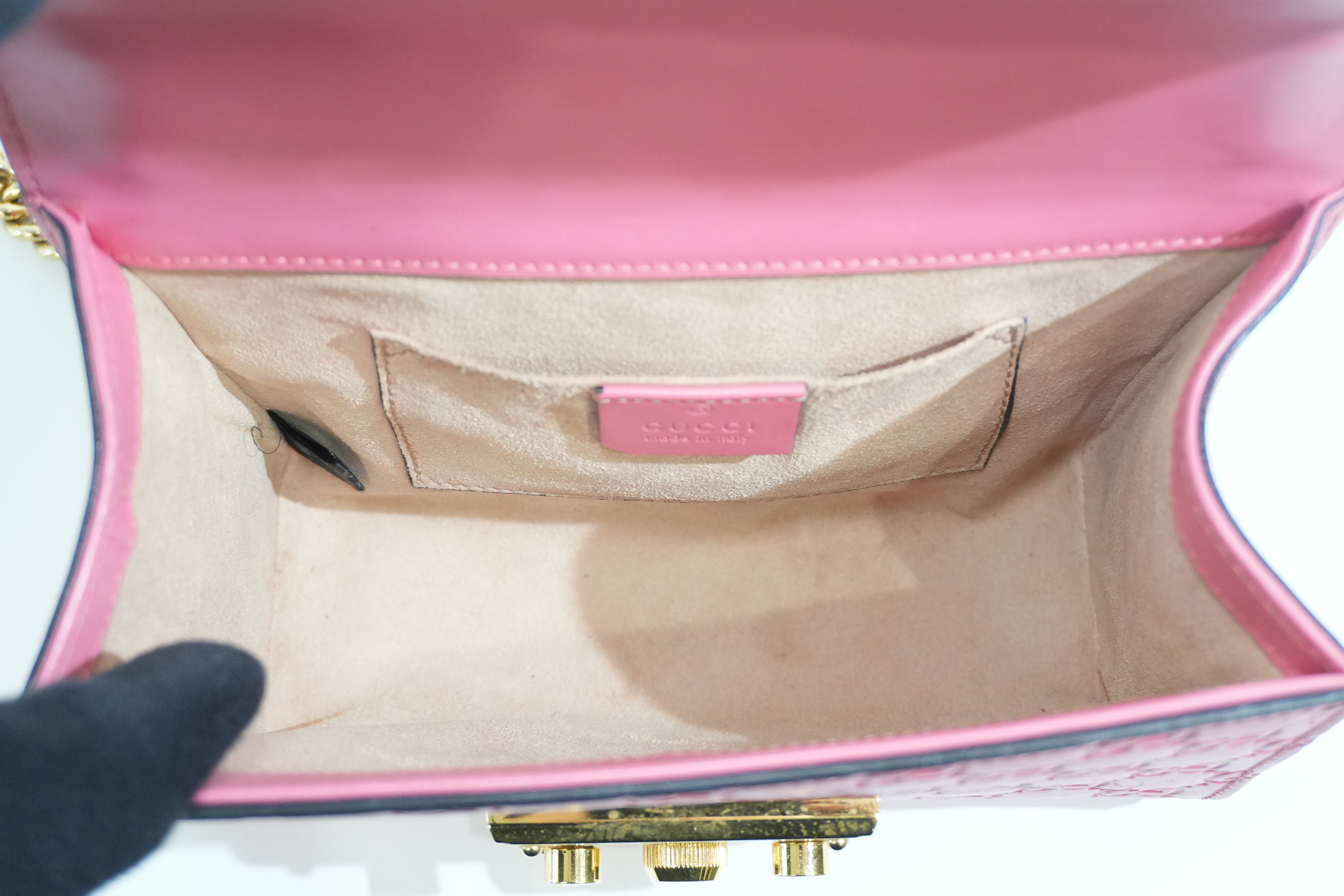 Pre-owned Gucci Small Padlock Bag Chain Shoulder Bag Pink