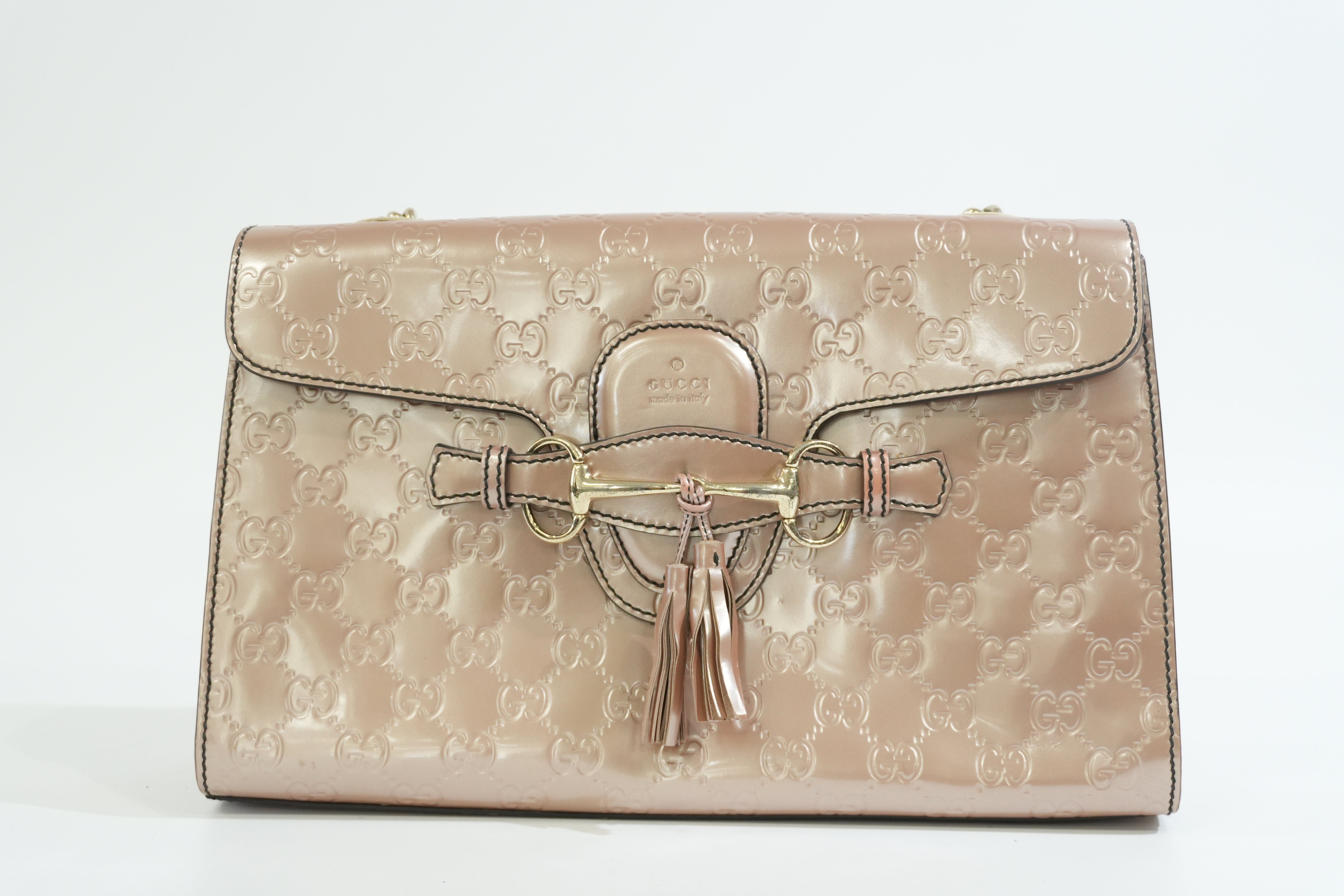Pre-owned Gucci Emily Chain Shoulder Bag Metallic Pink