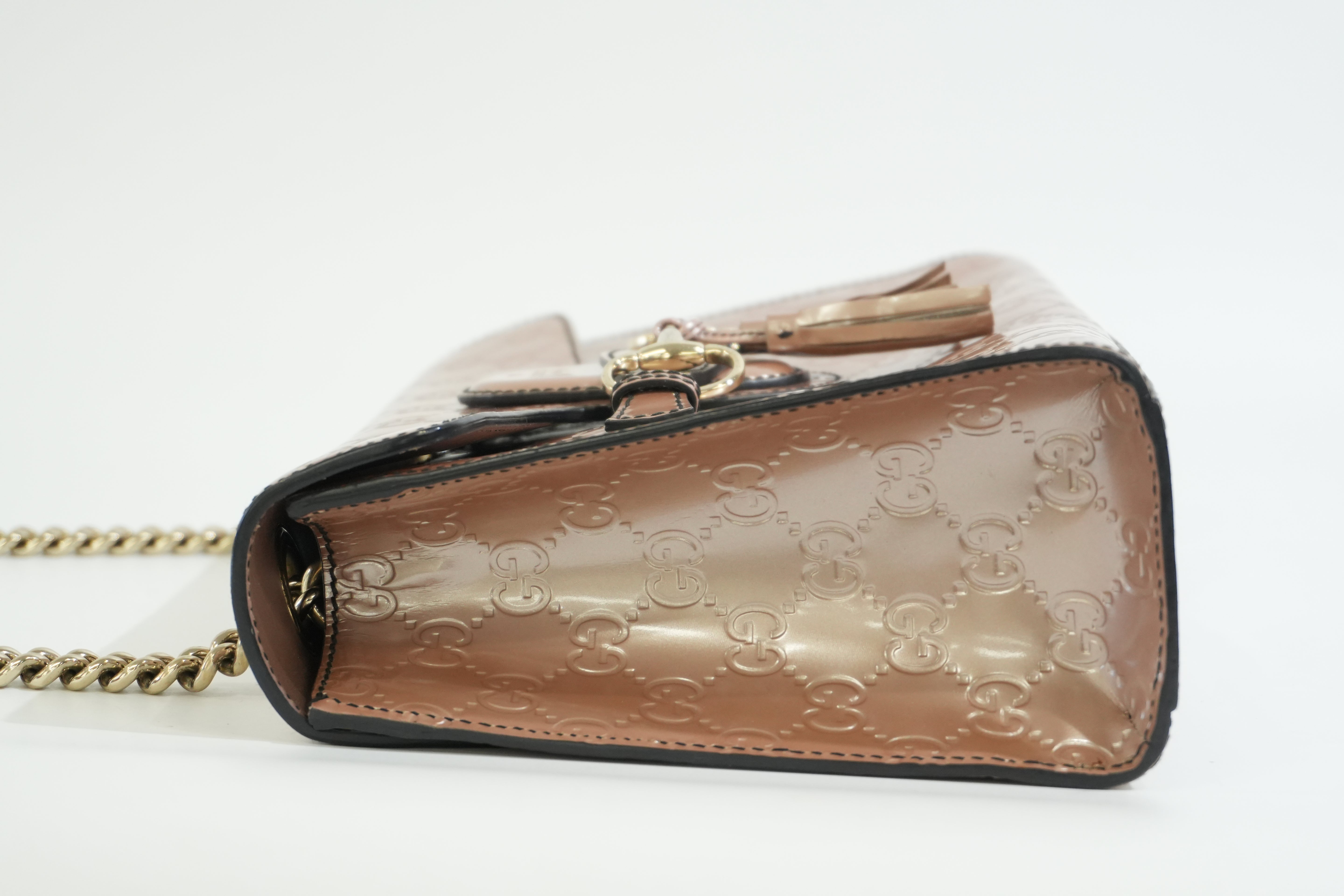 Pre-owned Gucci Emily Chain Shoulder Bag Metallic Pink