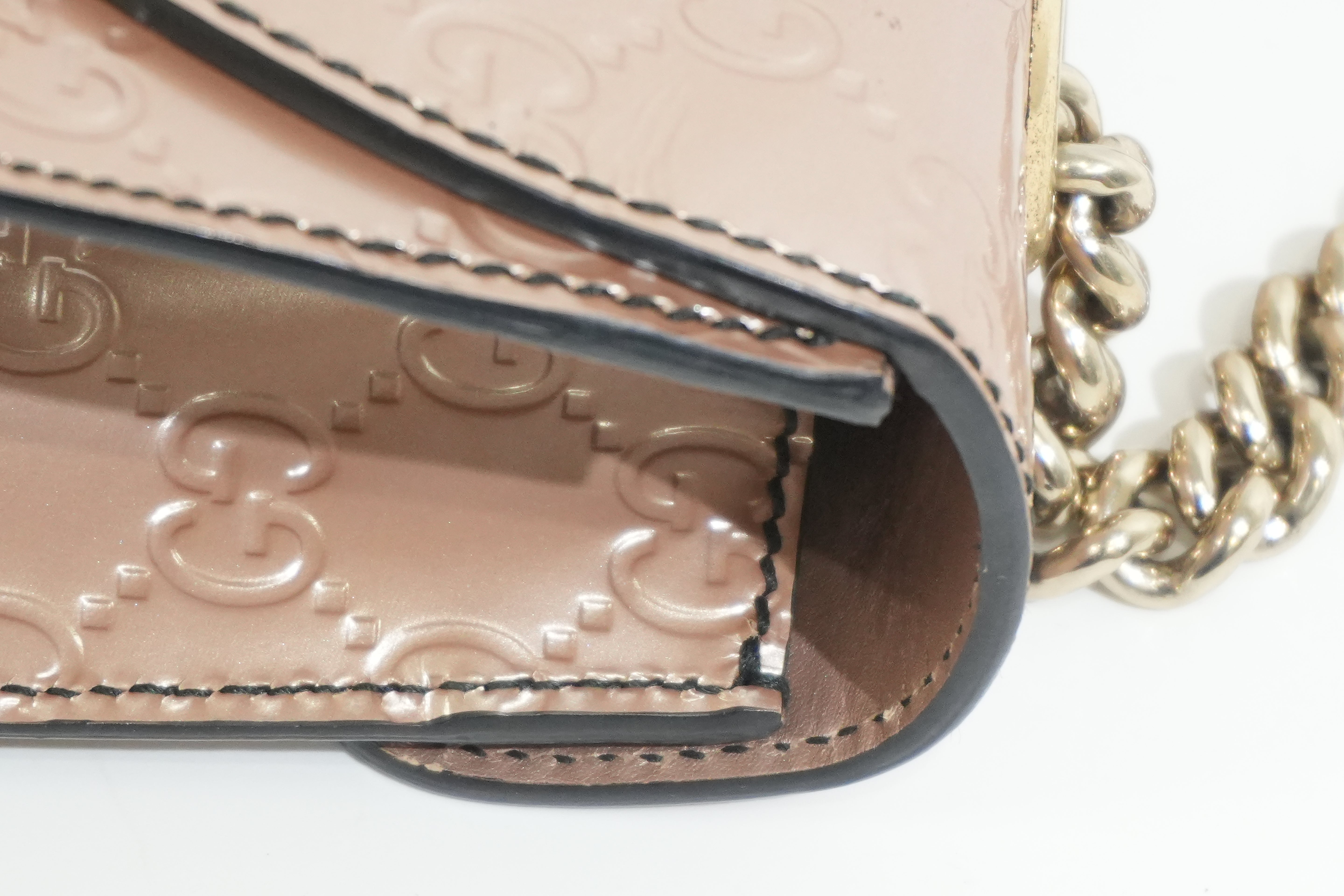 Pre-owned Gucci Emily Chain Shoulder Bag Metallic Pink