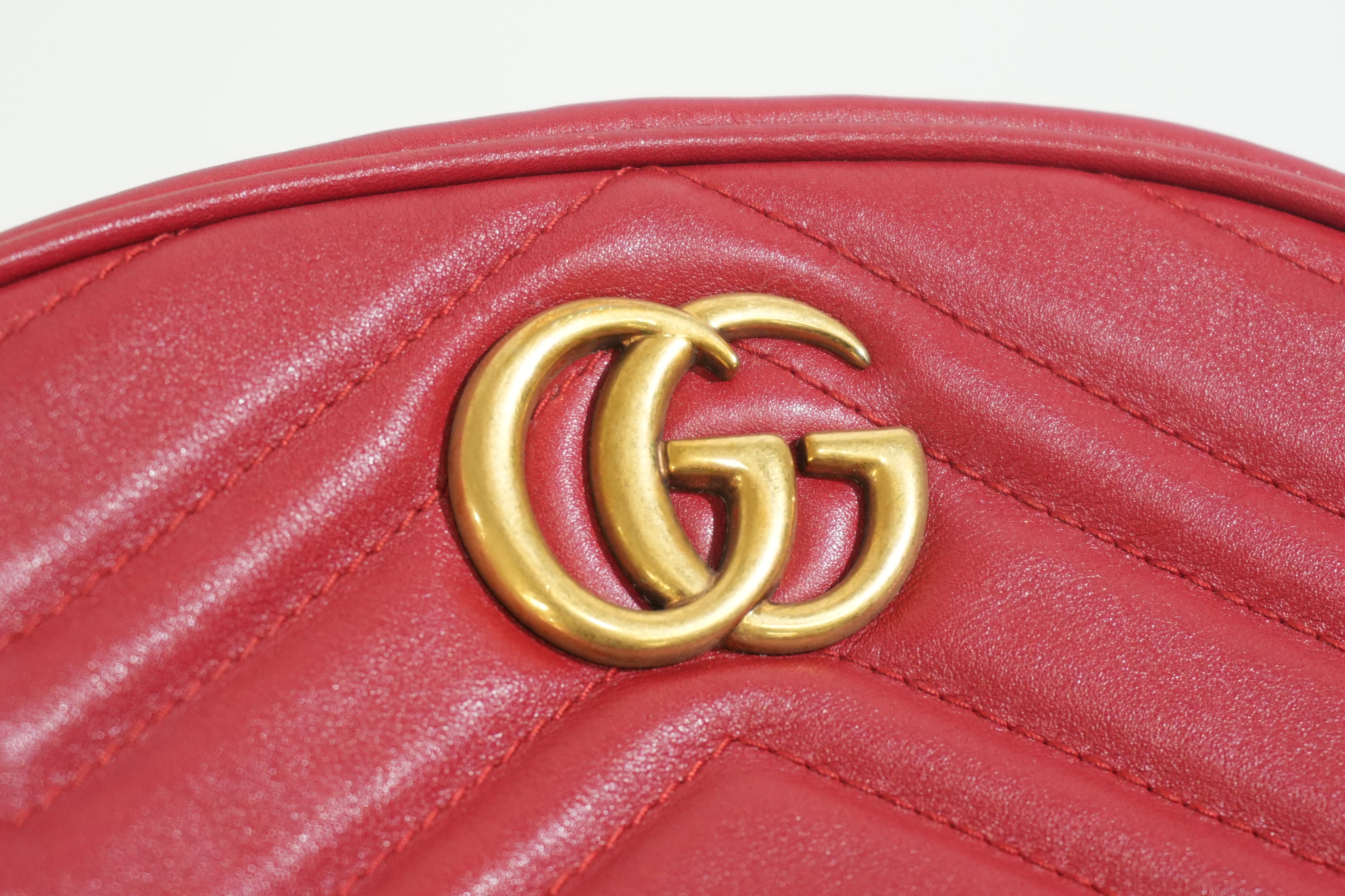 Pre-owned Gucci Marmont Belt Bag Size 85 Red