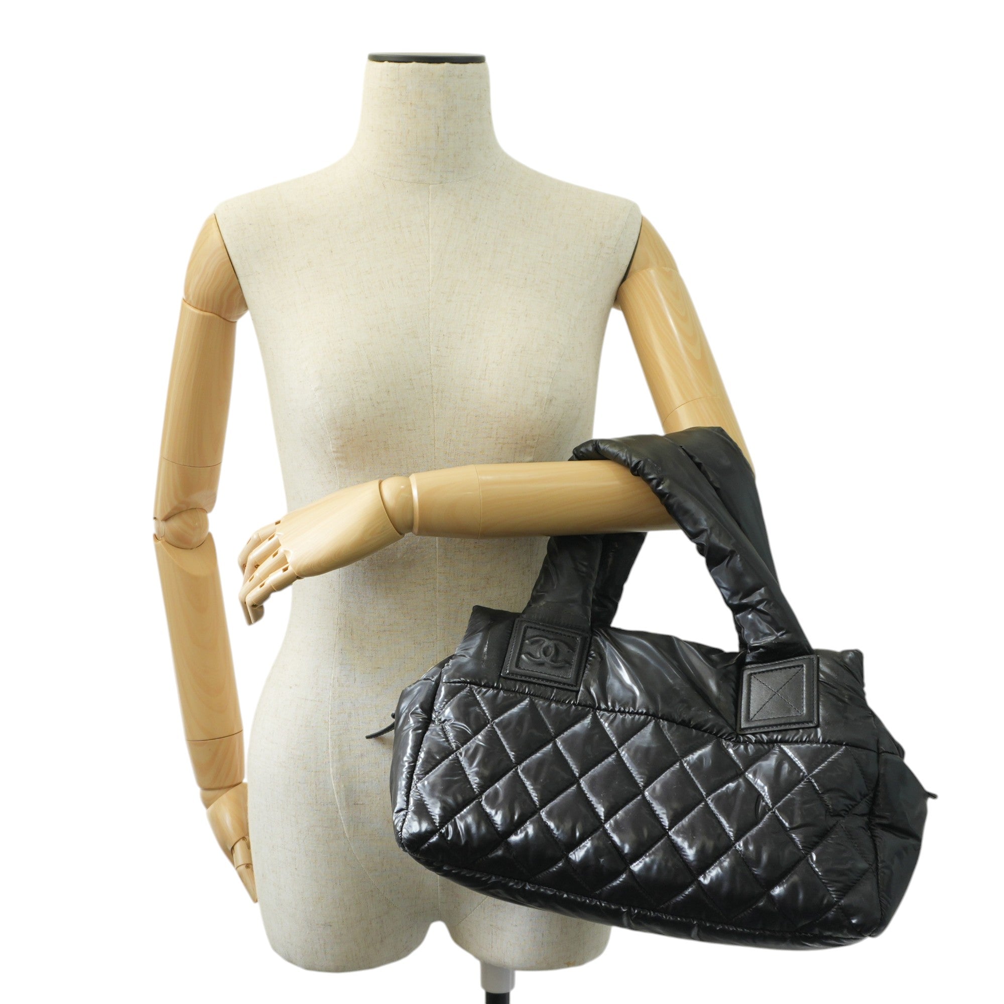 Chanel Coco Cocoon Handbag Black Nylon Used