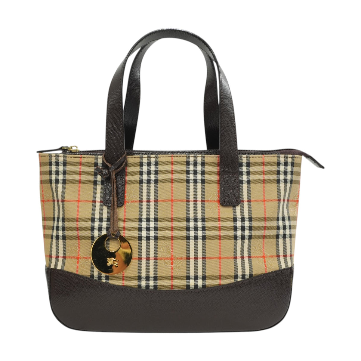 Pre-Owned Burberry Haymarket Check Handbag Brown