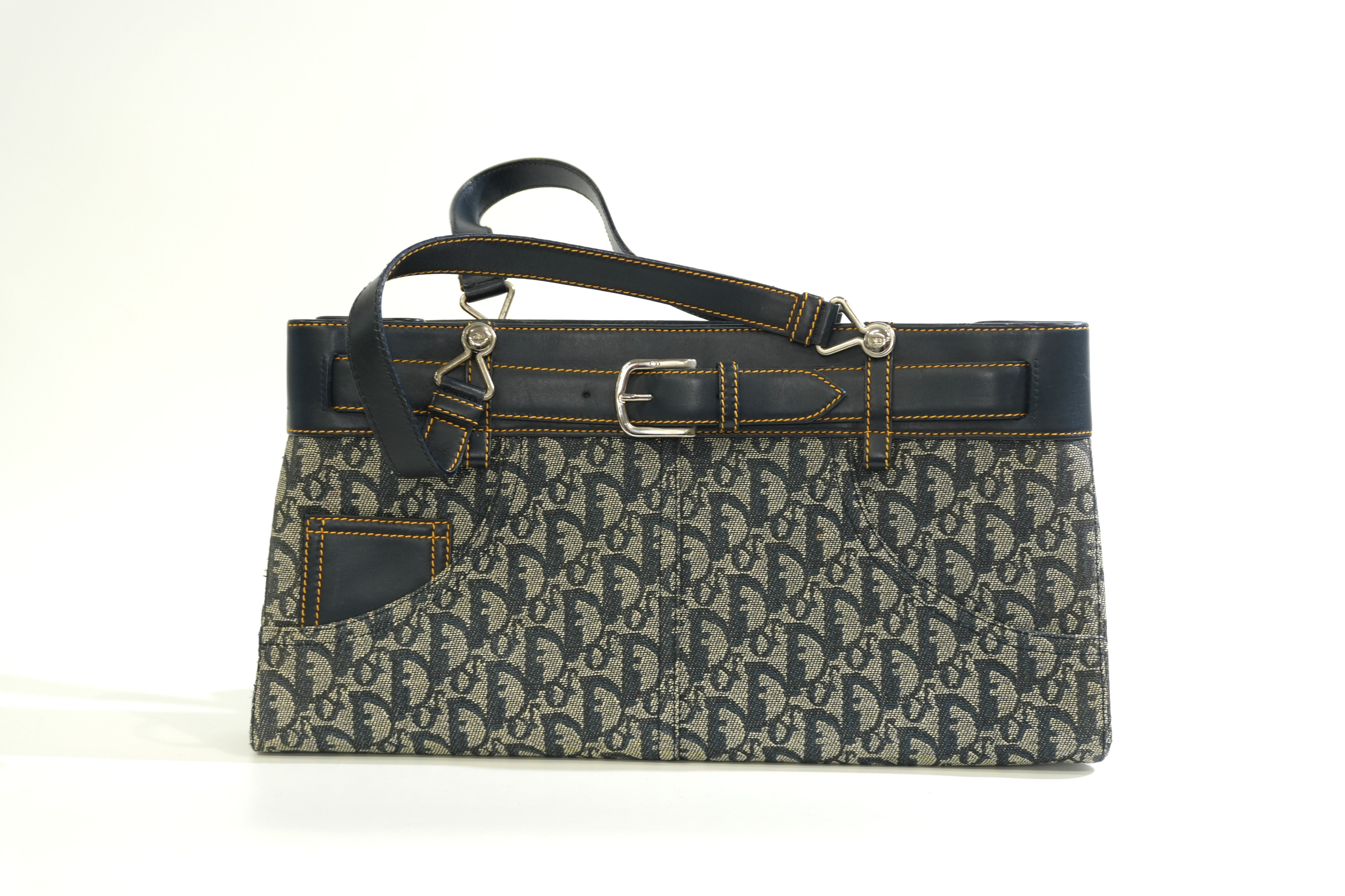 Pre-owned Dior Trotter Handbag Navy Blue