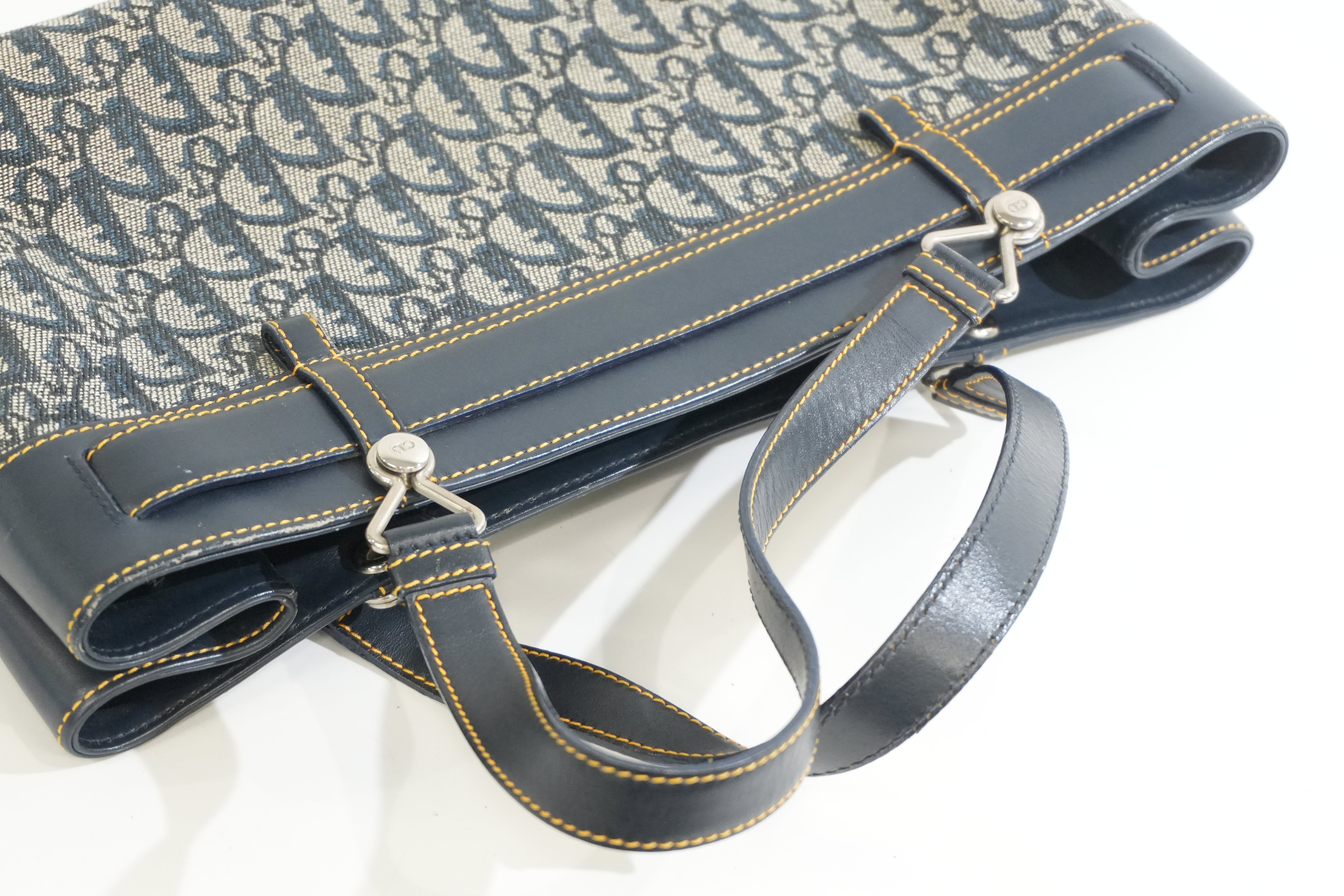 Pre-owned Dior Trotter Handbag Navy Blue