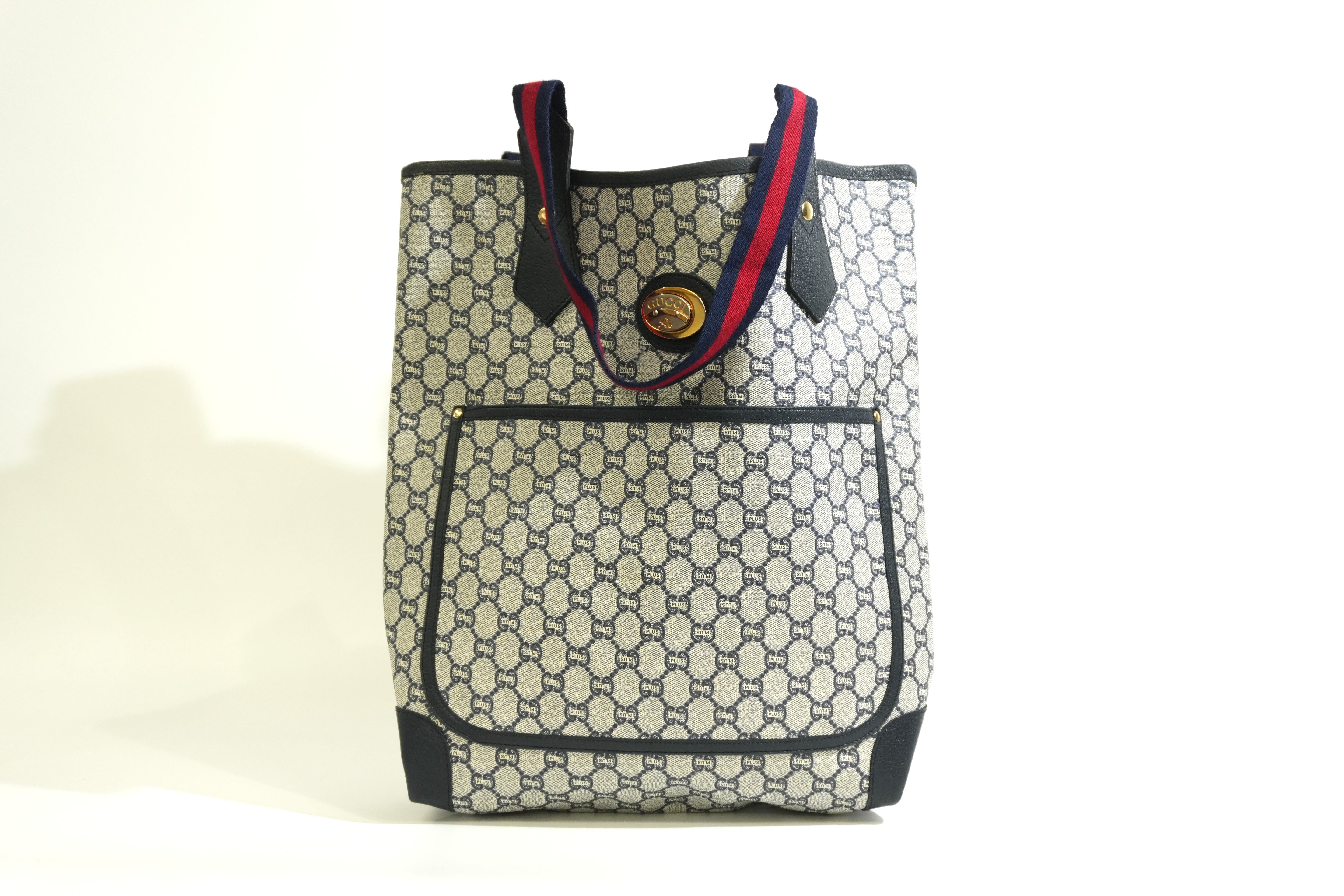 Pre-owned Gucci Plus Tote Bag Navy Blue