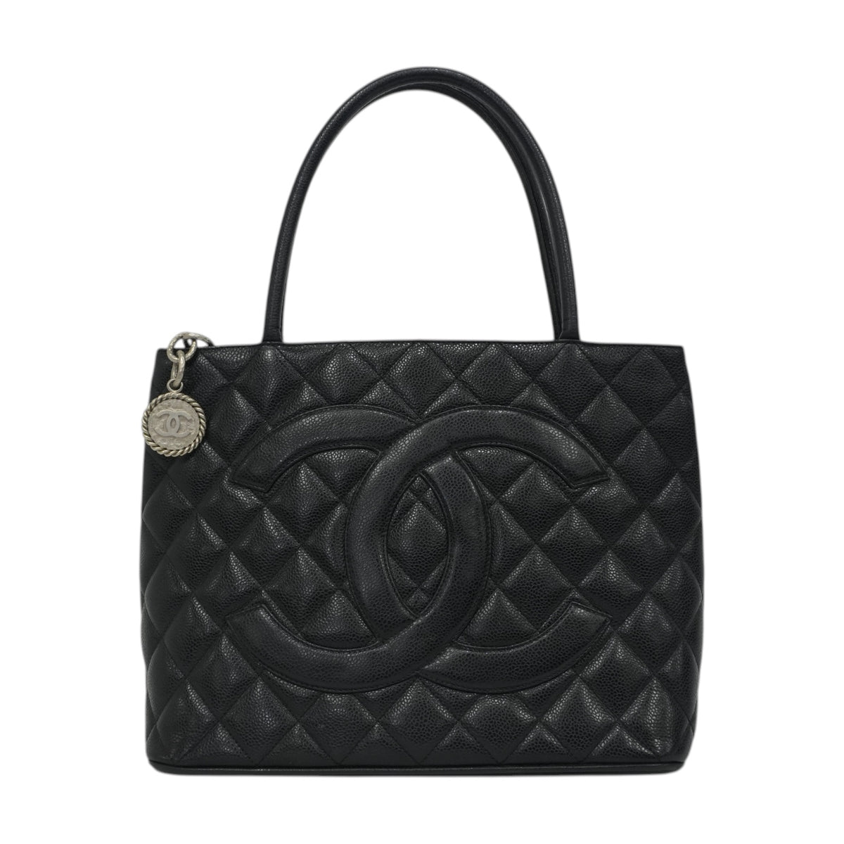 Pre-Owned Chanel Caviar Skin Medallion Tote Bag Black