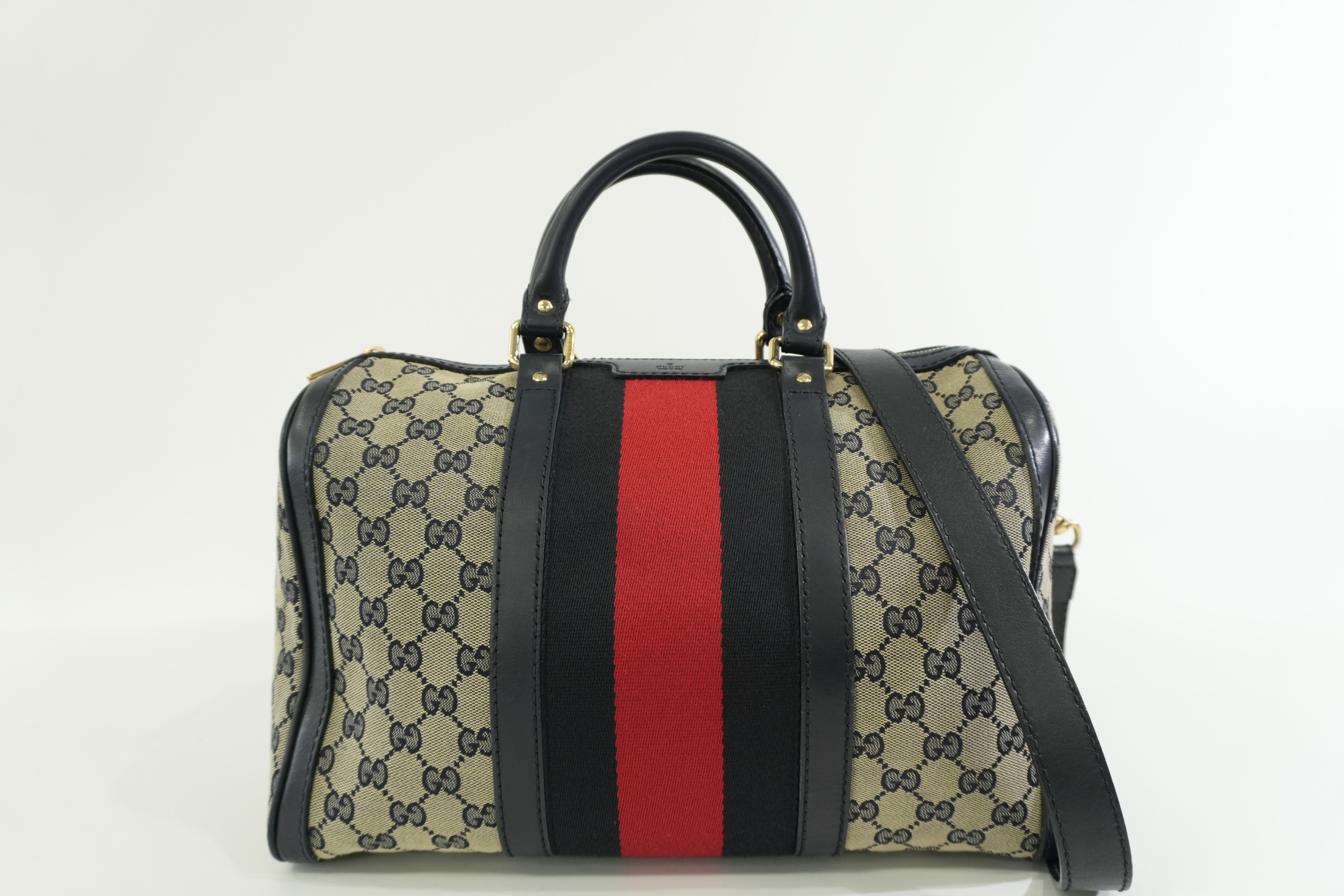 Pre-owned Gucci Canvas Sheryline Two Way Boston Bag Blue