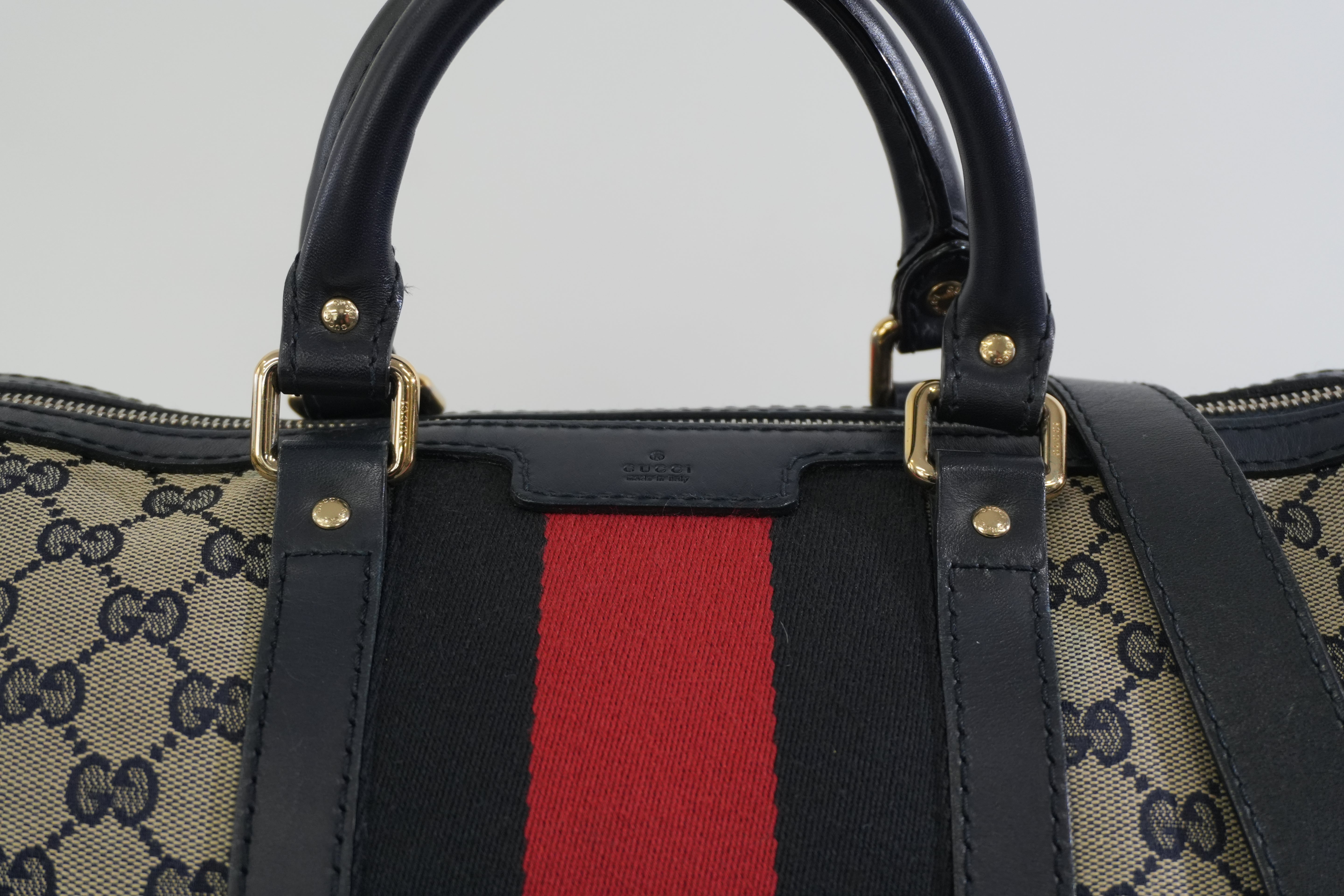 Pre-owned Gucci Canvas Sheryline Two Way Boston Bag Blue