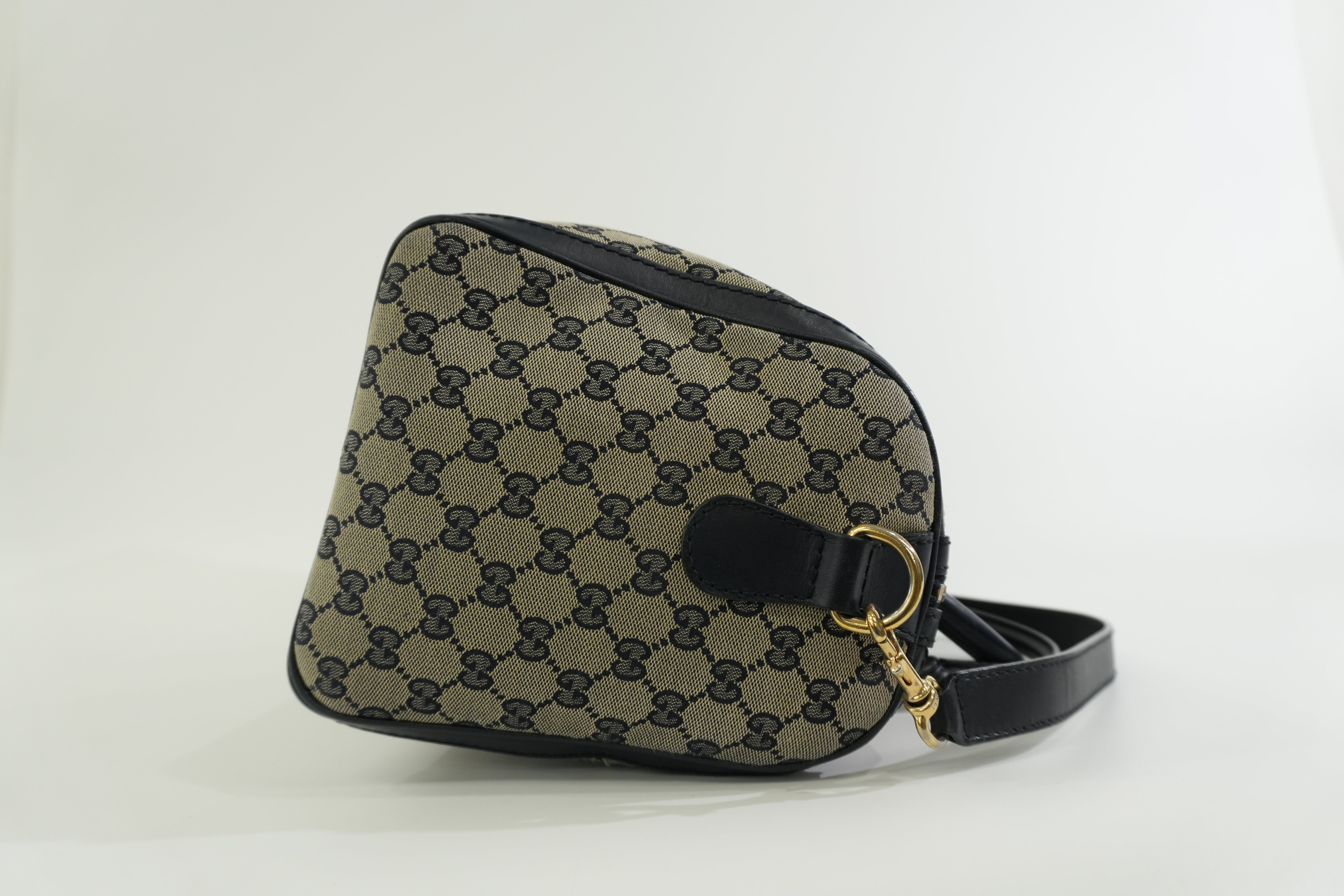 Pre-owned Gucci Canvas Sheryline Two Way Boston Bag Blue