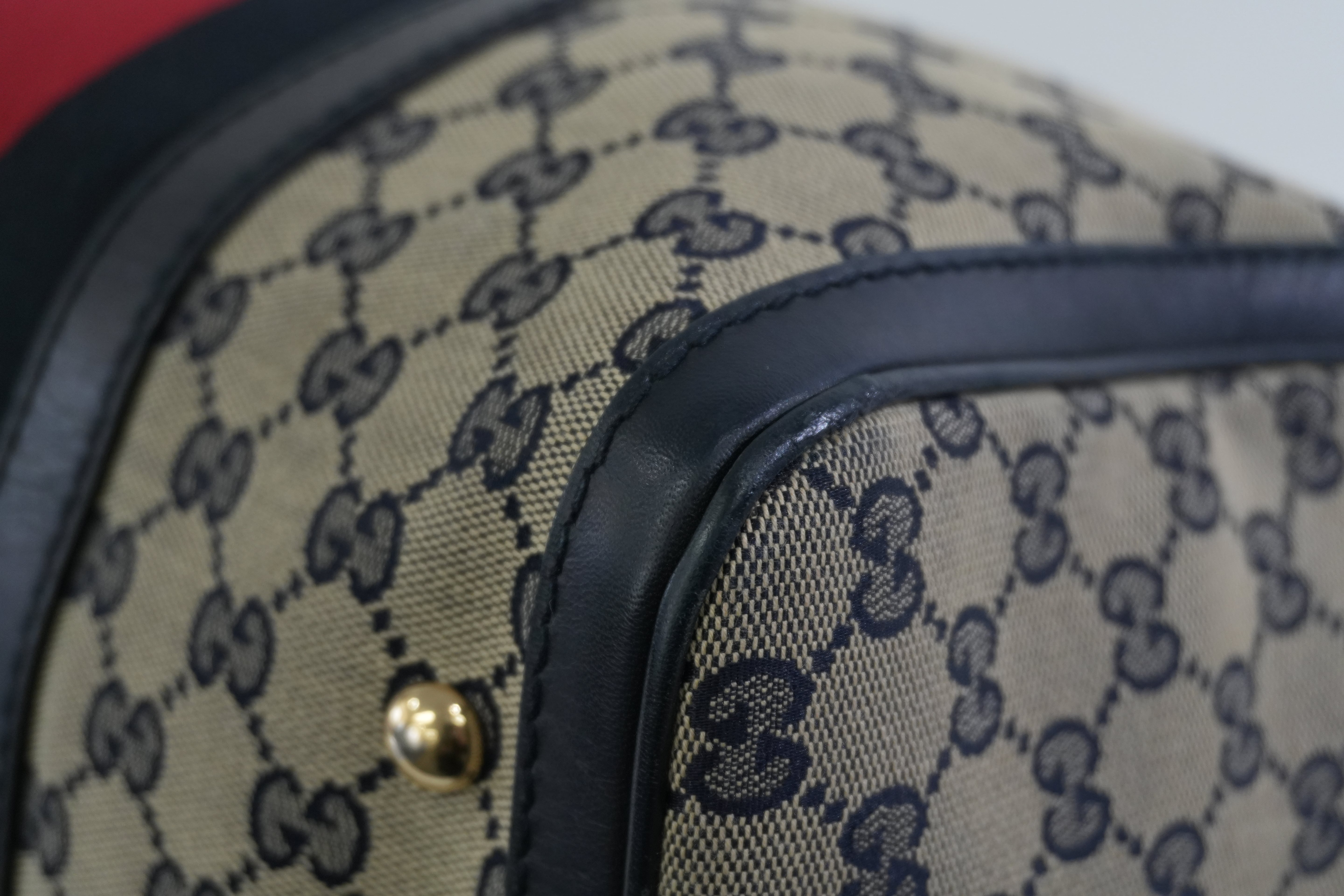 Pre-owned Gucci Canvas Sheryline Two Way Boston Bag Blue