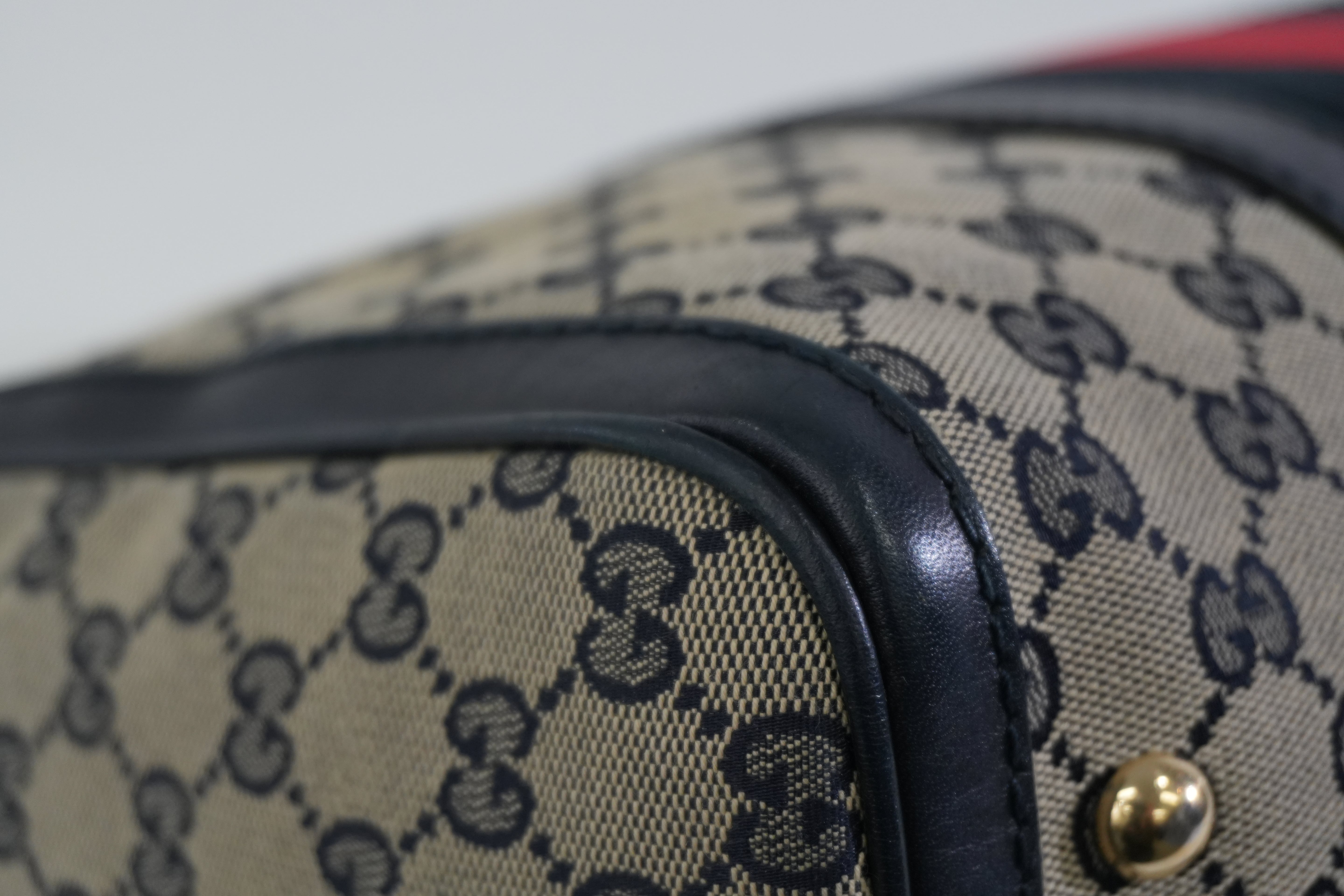 Pre-owned Gucci Canvas Sheryline Two Way Boston Bag Blue