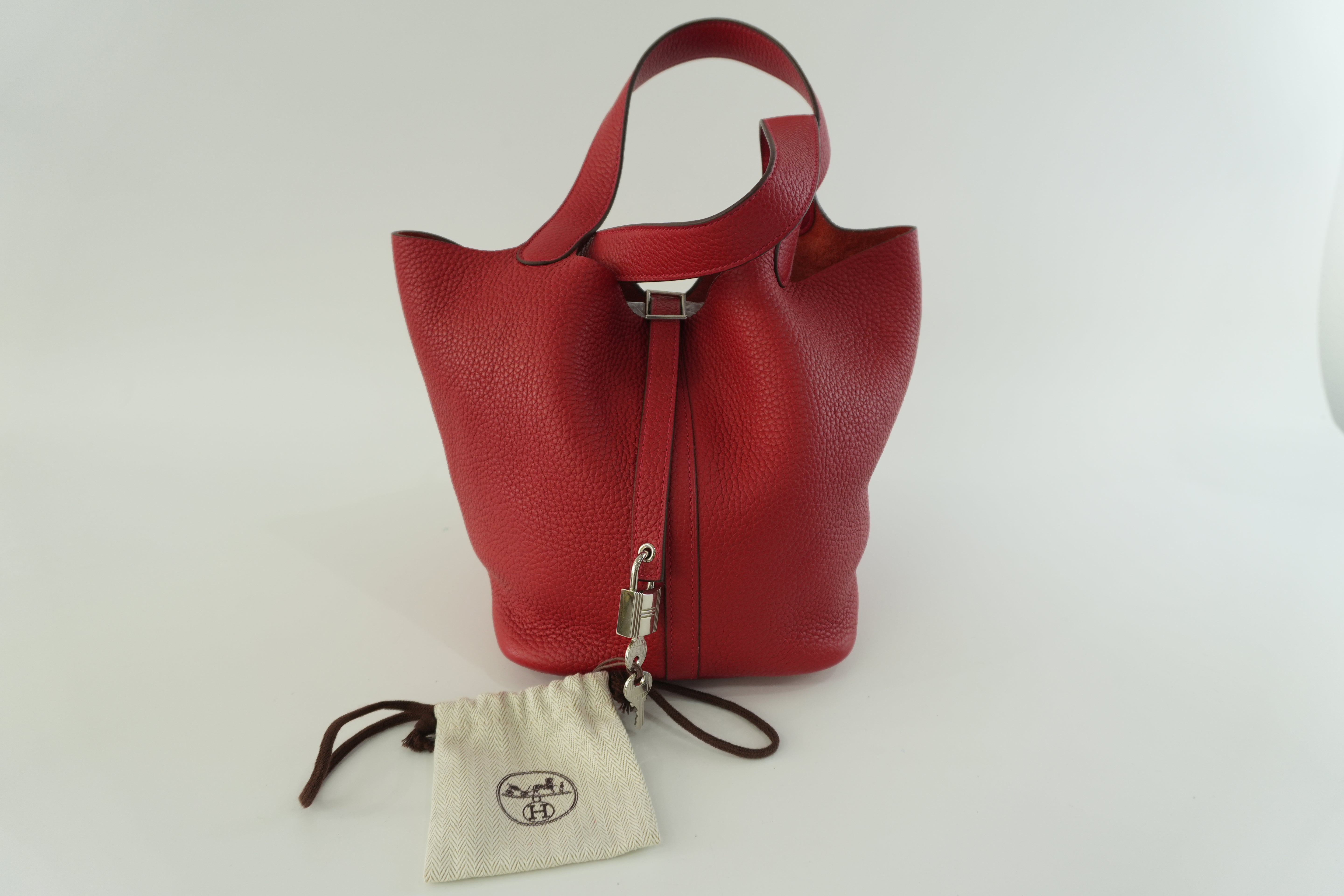Pre-owned Hermes Picotin MM Handbag Red