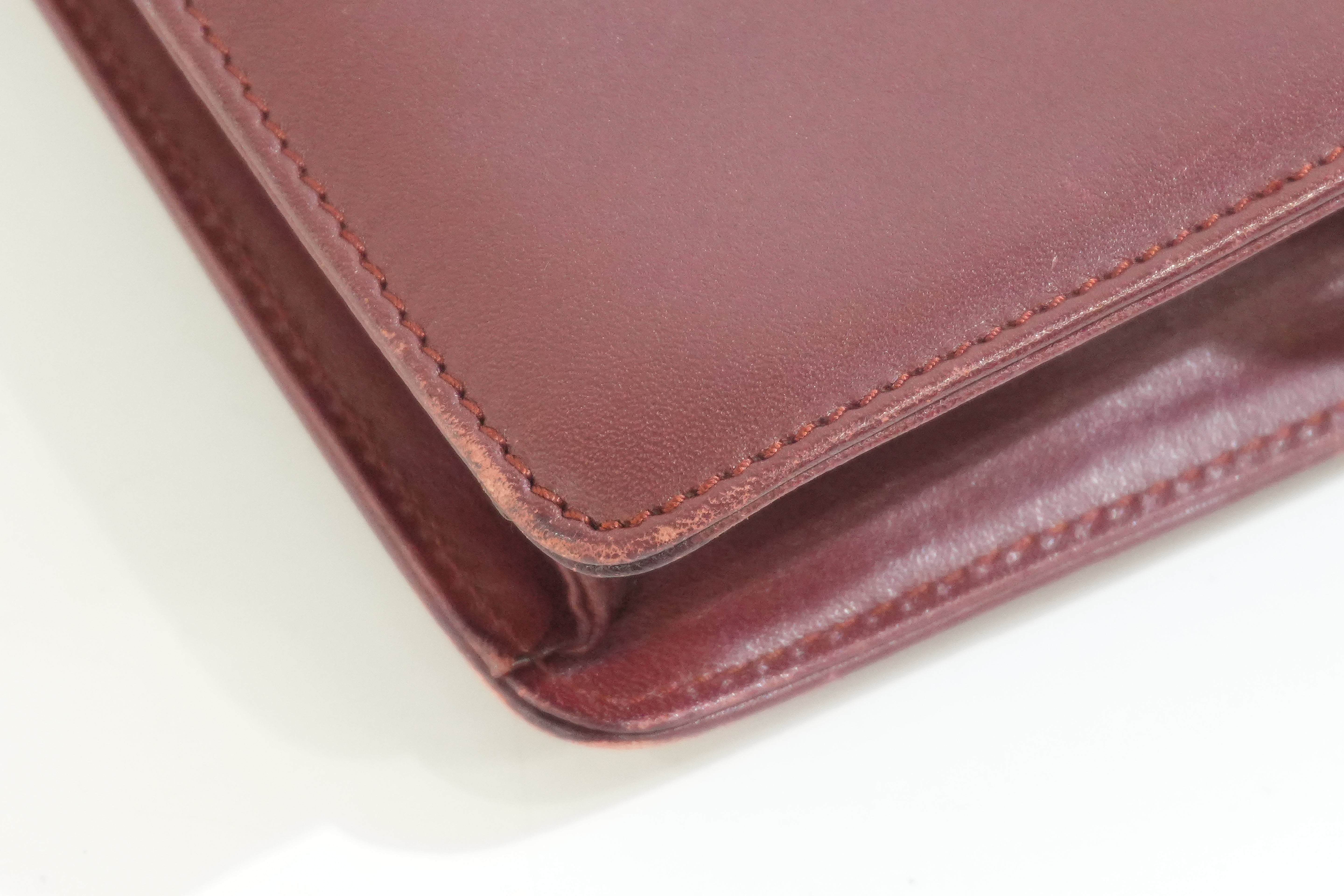 Pre-owned Cartier Double Flap Crossbody Bag Burgundy