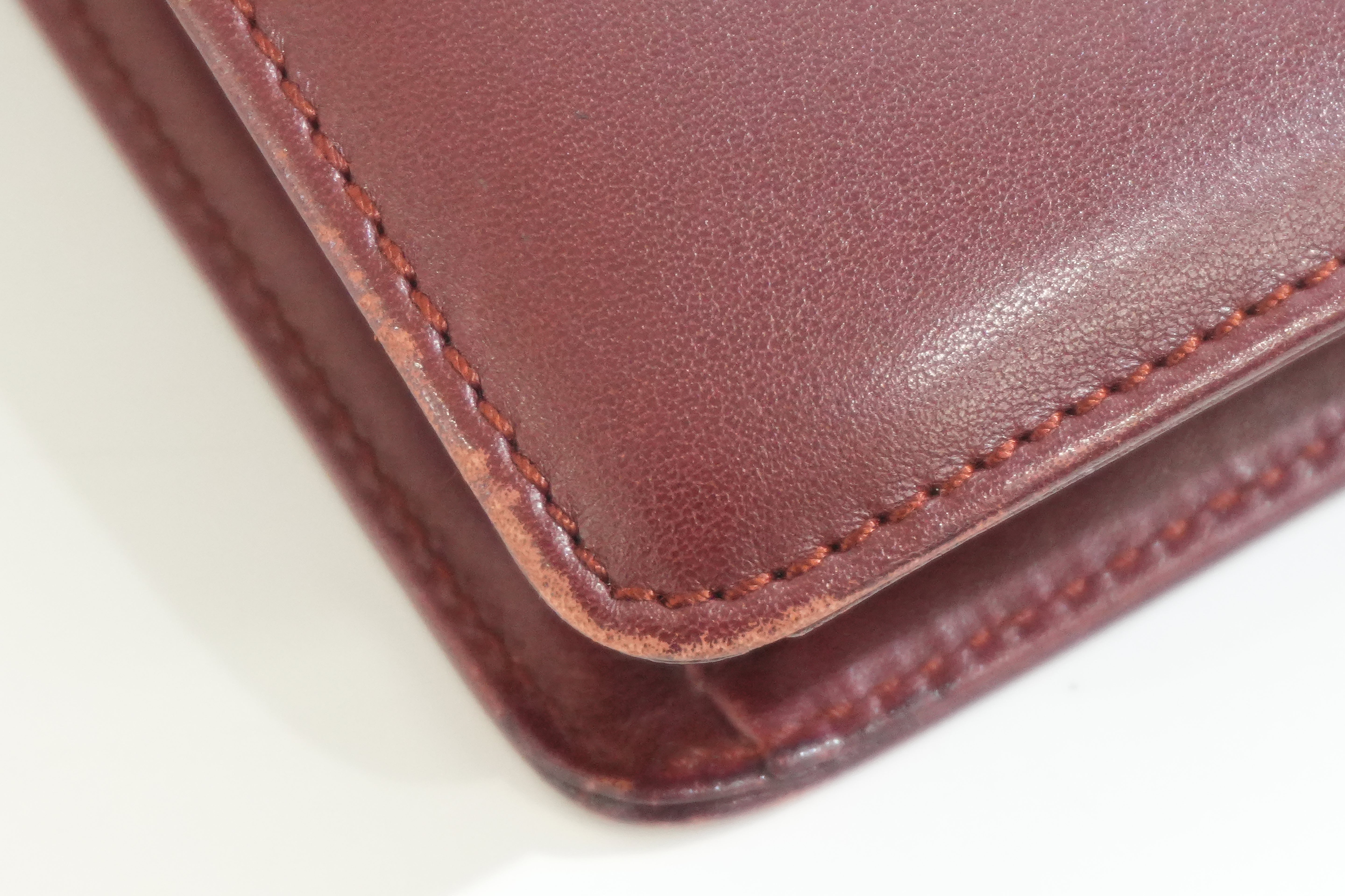 Pre-owned Cartier Double Flap Crossbody Bag Burgundy