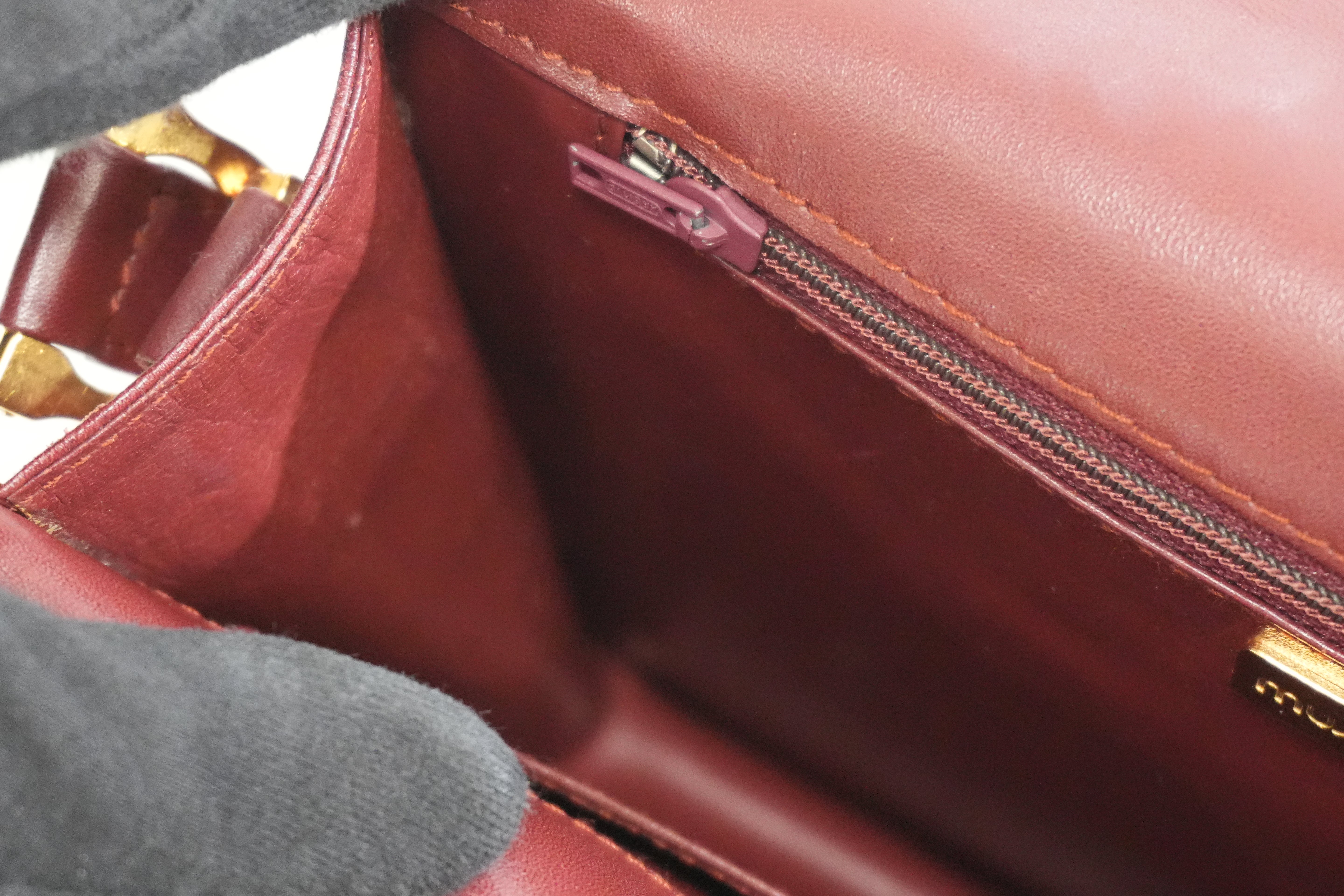 Pre-owned Cartier Double Flap Crossbody Bag Burgundy
