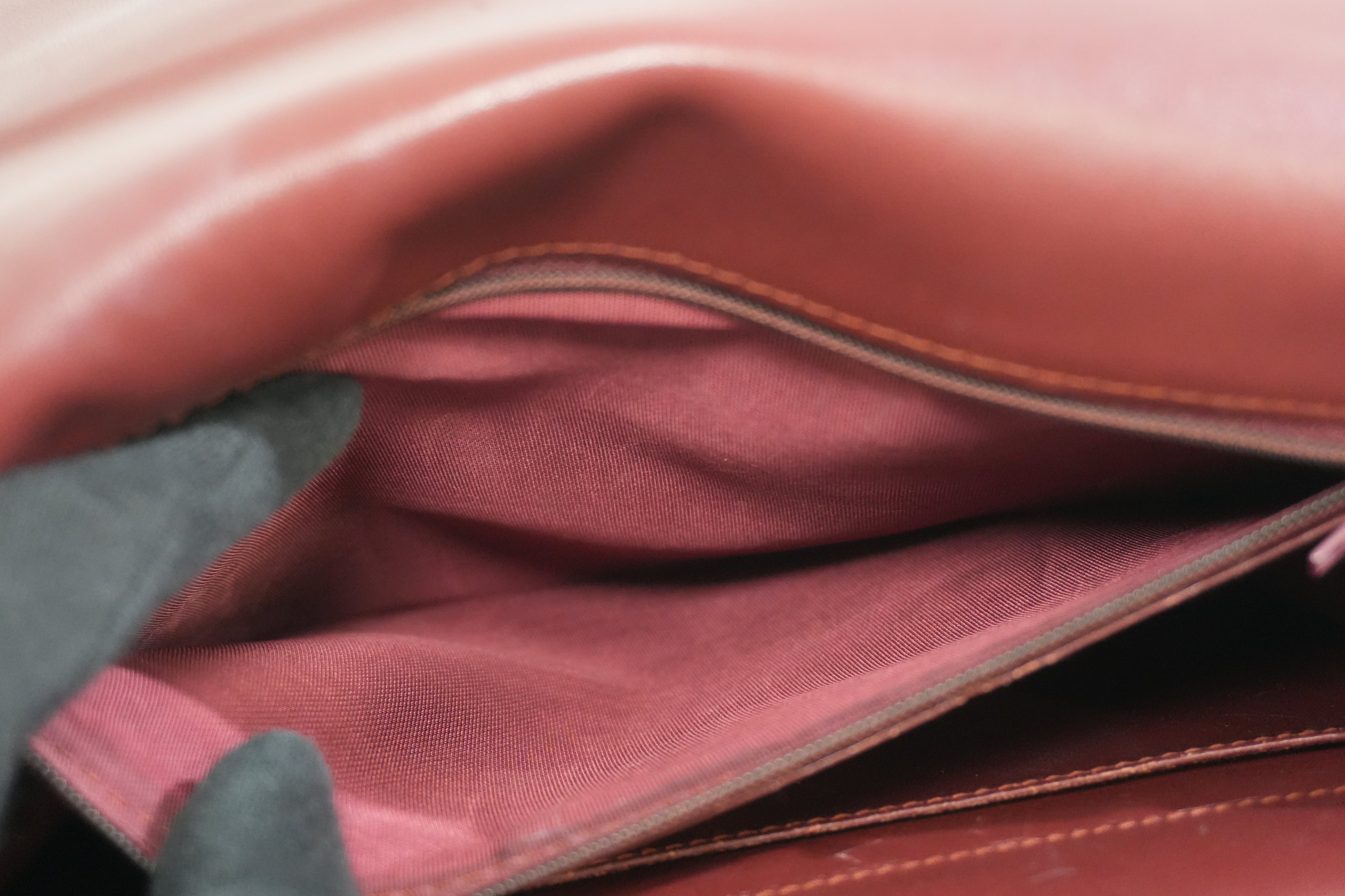 Pre-owned Cartier Double Flap Crossbody Bag Burgundy
