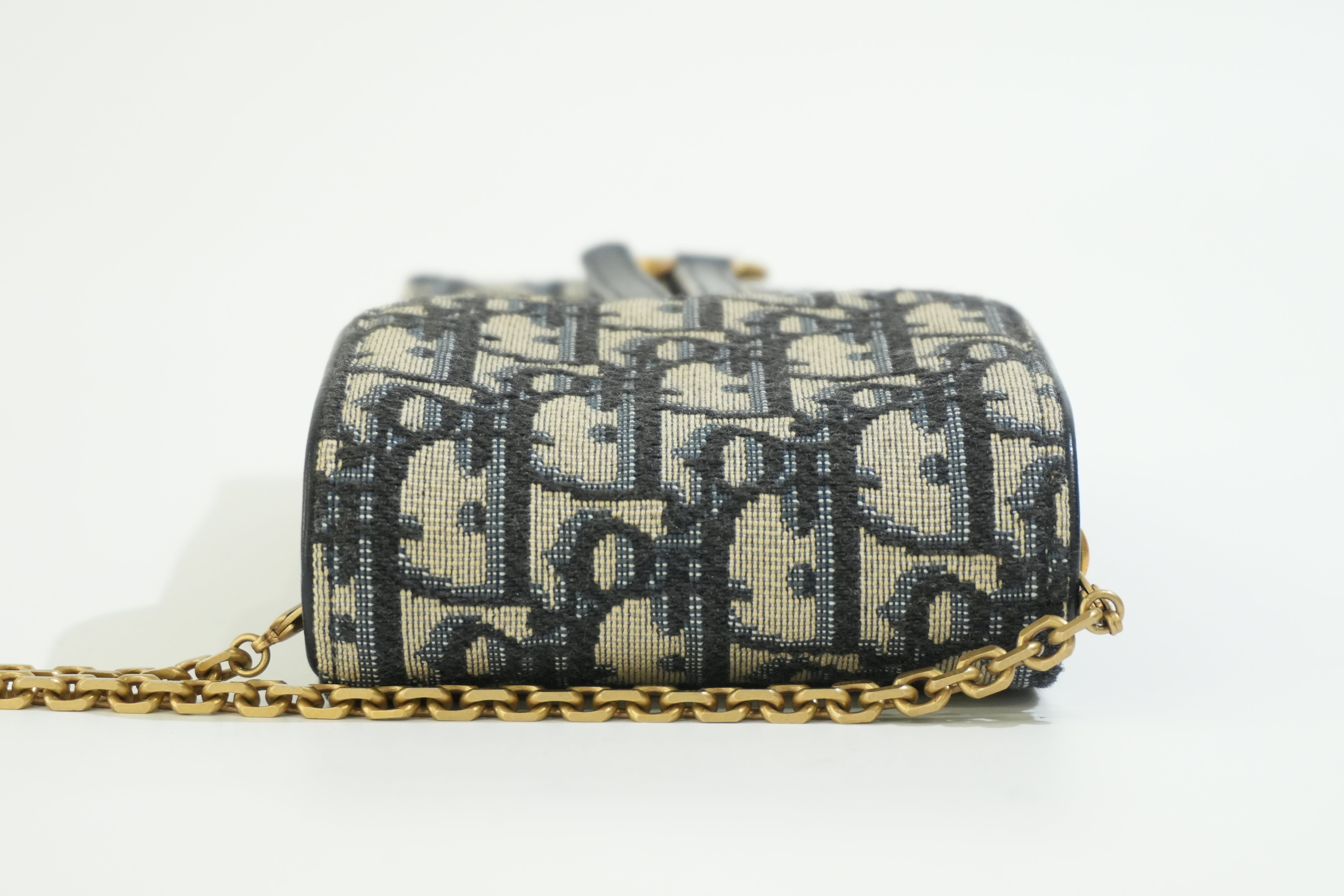 Pre-owned Dior Saddle Pouch Blue
