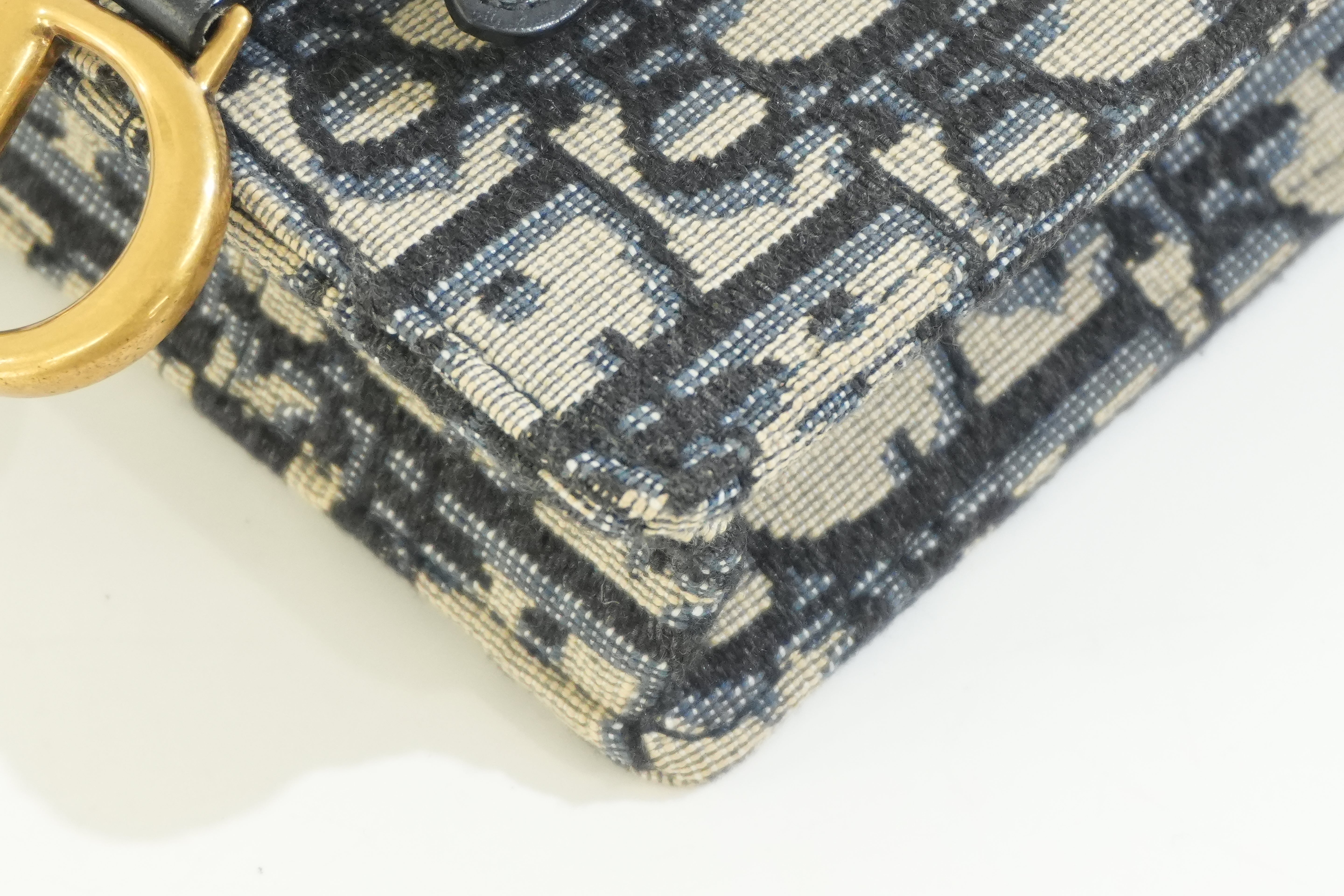 Pre-owned Dior Saddle Pouch Blue