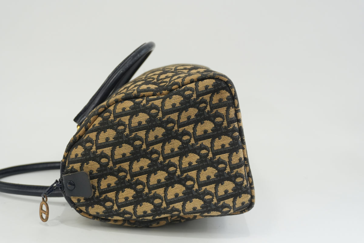 Pre-Owned Dior Vintage Trotter Boston Handbag Blue