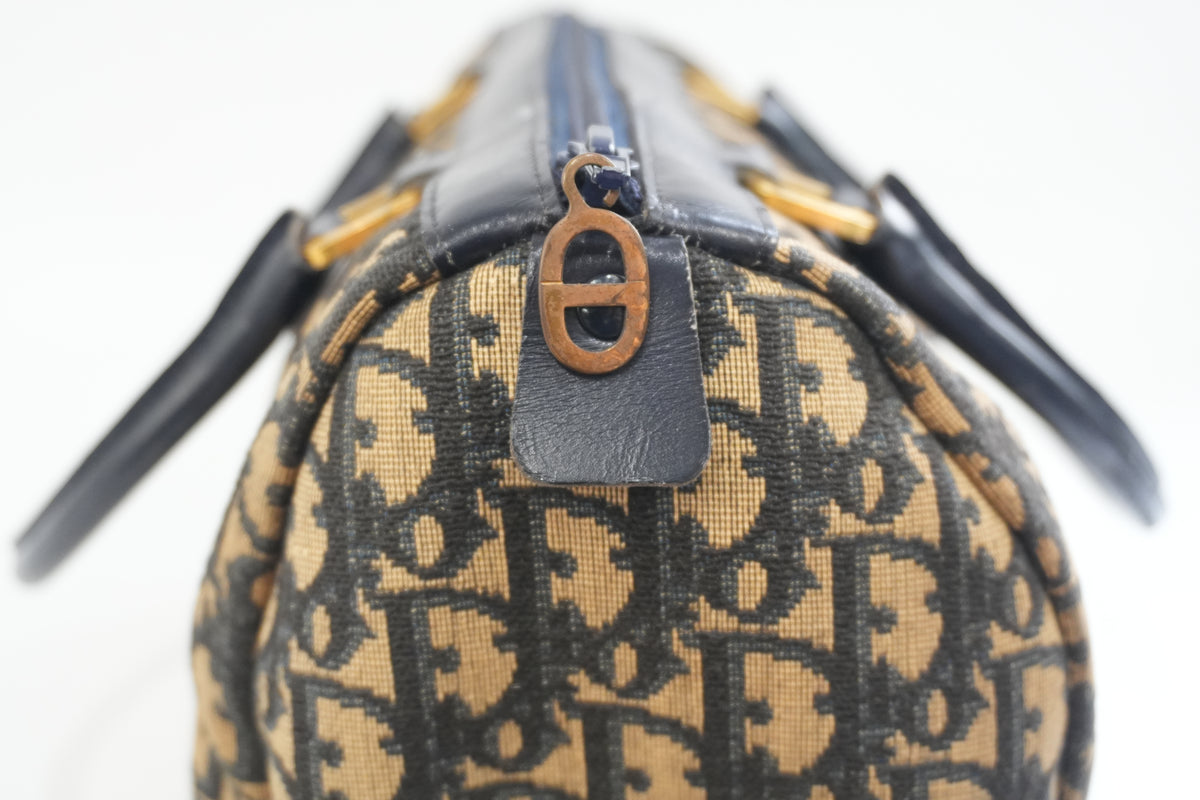 Pre-Owned Dior Vintage Trotter Boston Handbag Blue