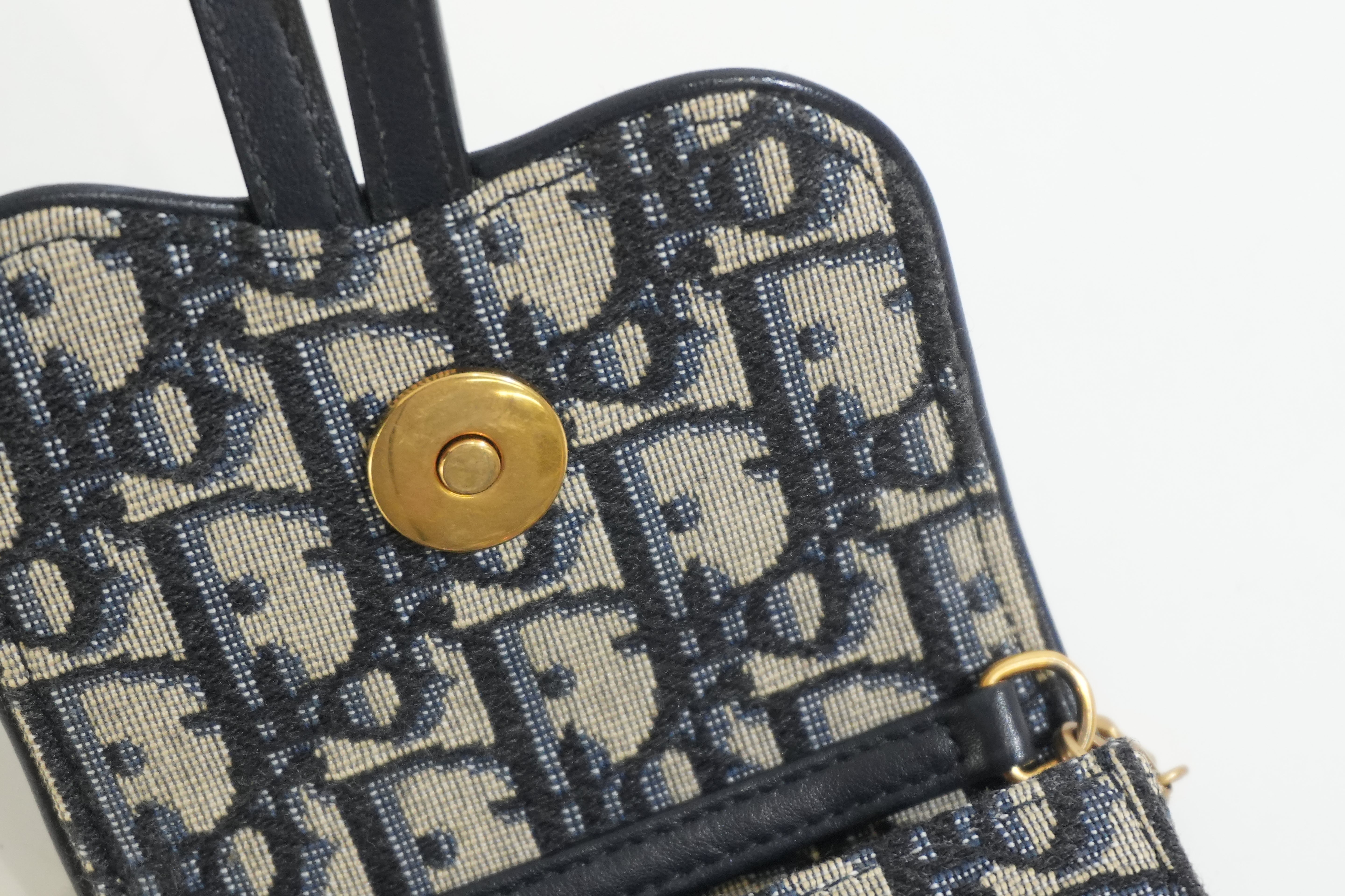 Pre-owned Dior Saddle Pouch Blue