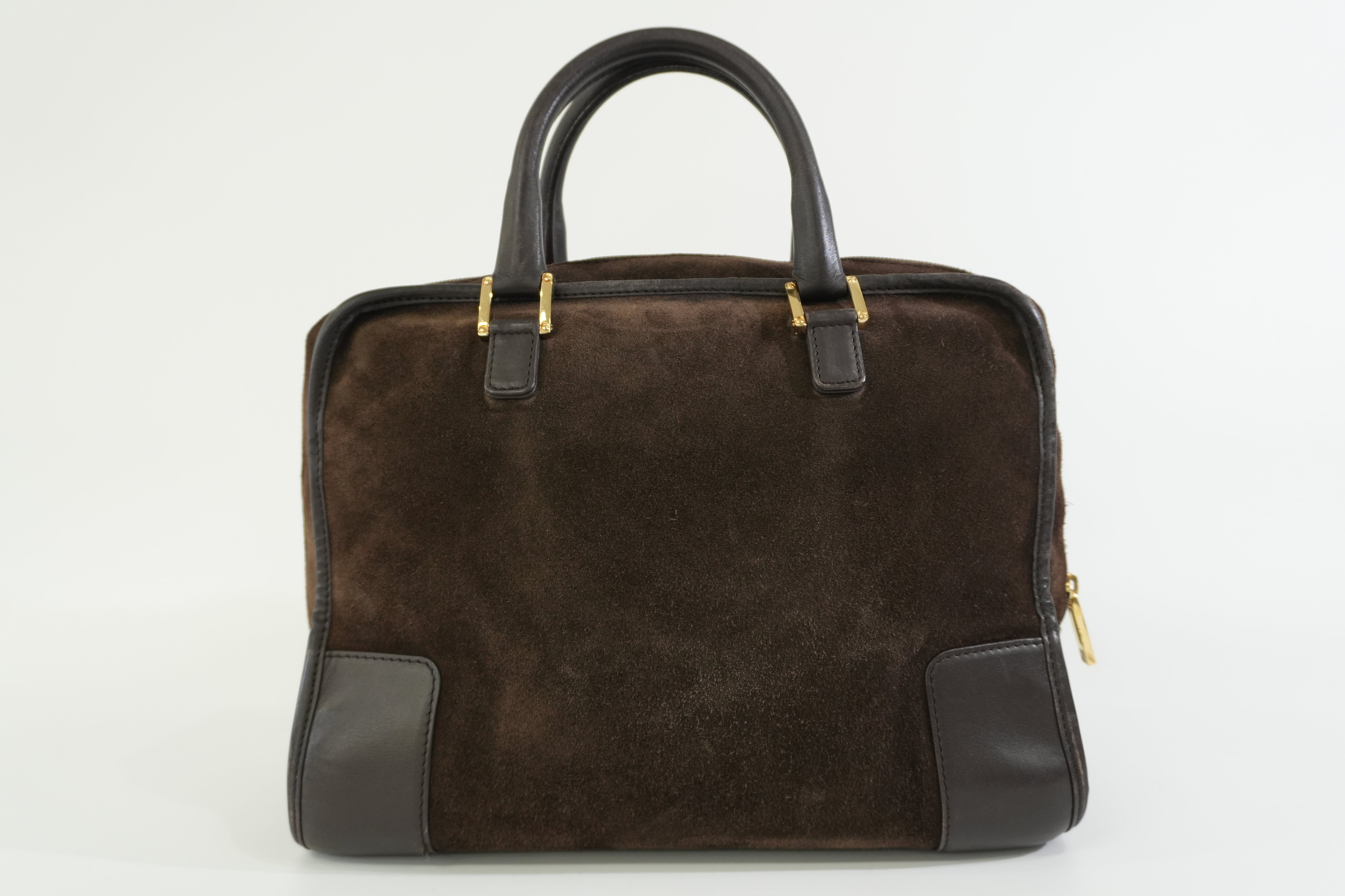 Pre-owned Loewe Suede Leather Anagram Amazona Handbag Brown