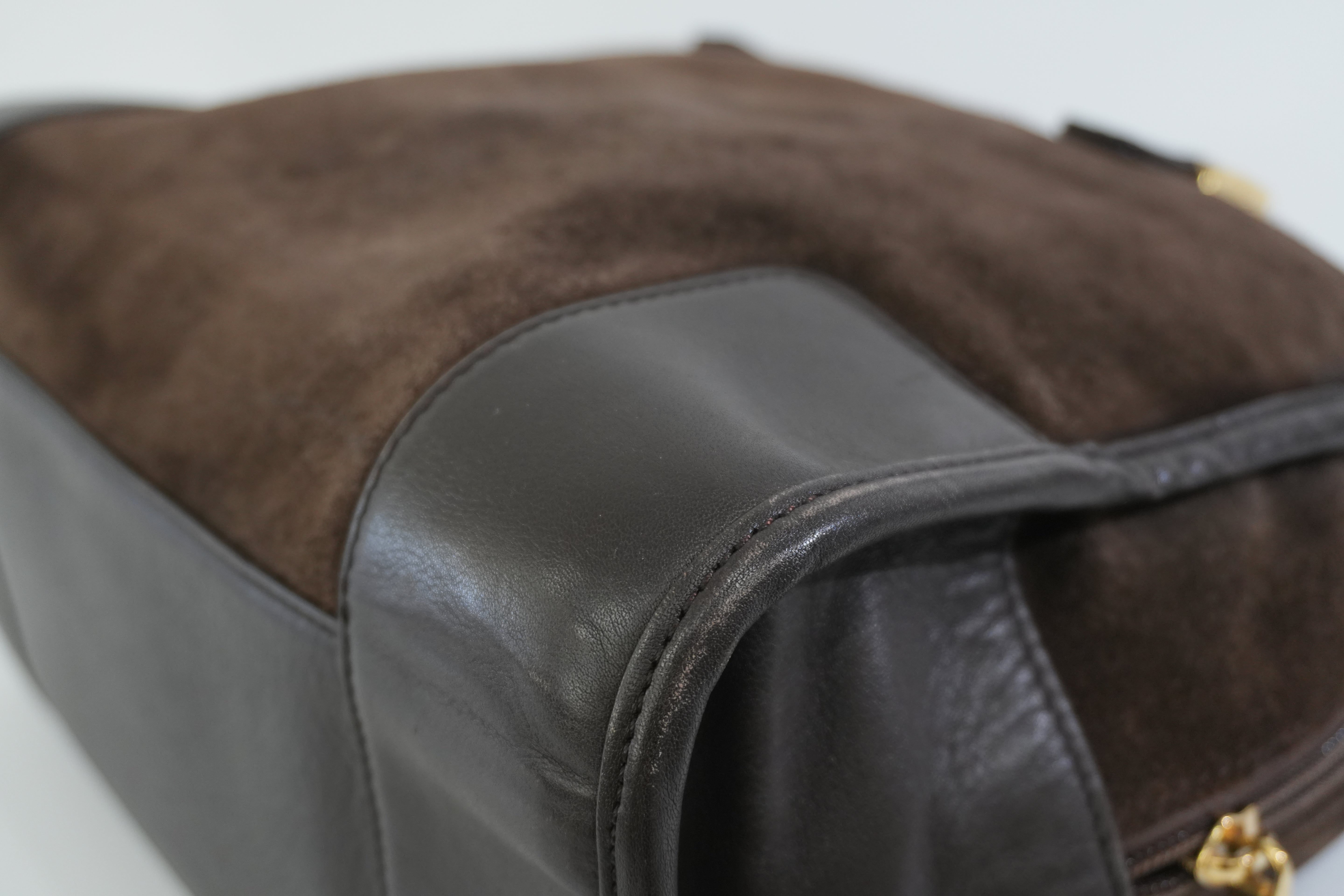 Pre-owned Loewe Suede Leather Anagram Amazona Handbag Brown