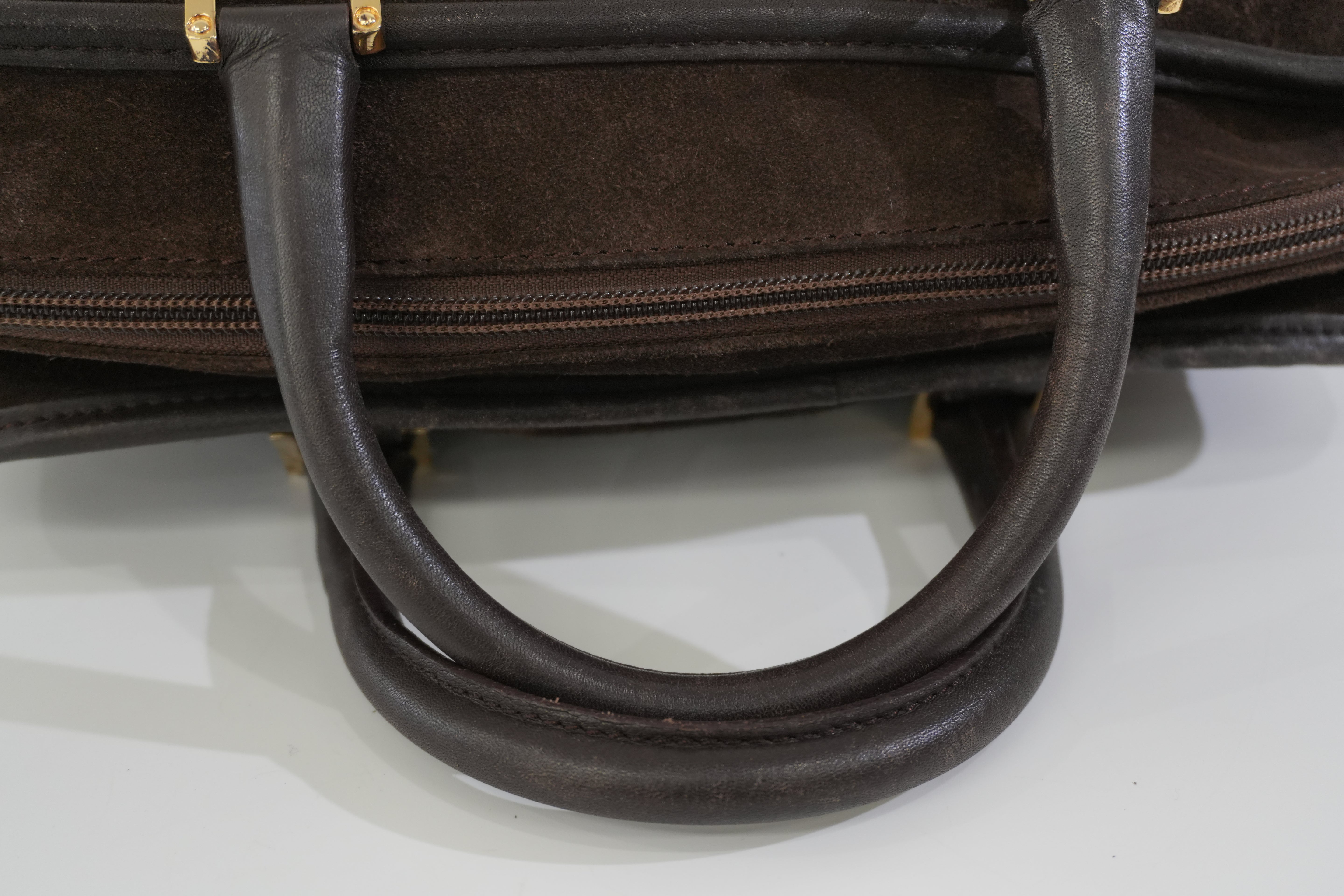 Pre-owned Loewe Suede Leather Anagram Amazona Handbag Brown