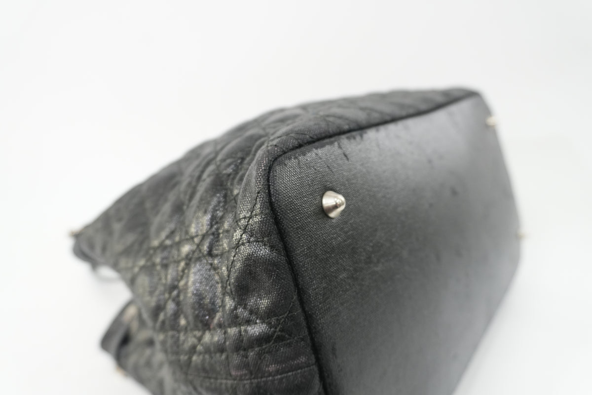 Pre-Owned Dior Cannage Panarea Shoulder Tote Bag Black