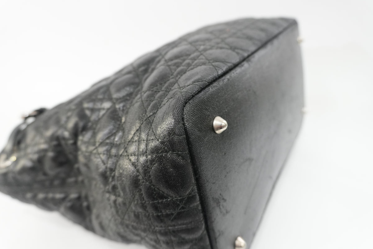 Pre-Owned Dior Cannage Panarea Shoulder Tote Bag Black