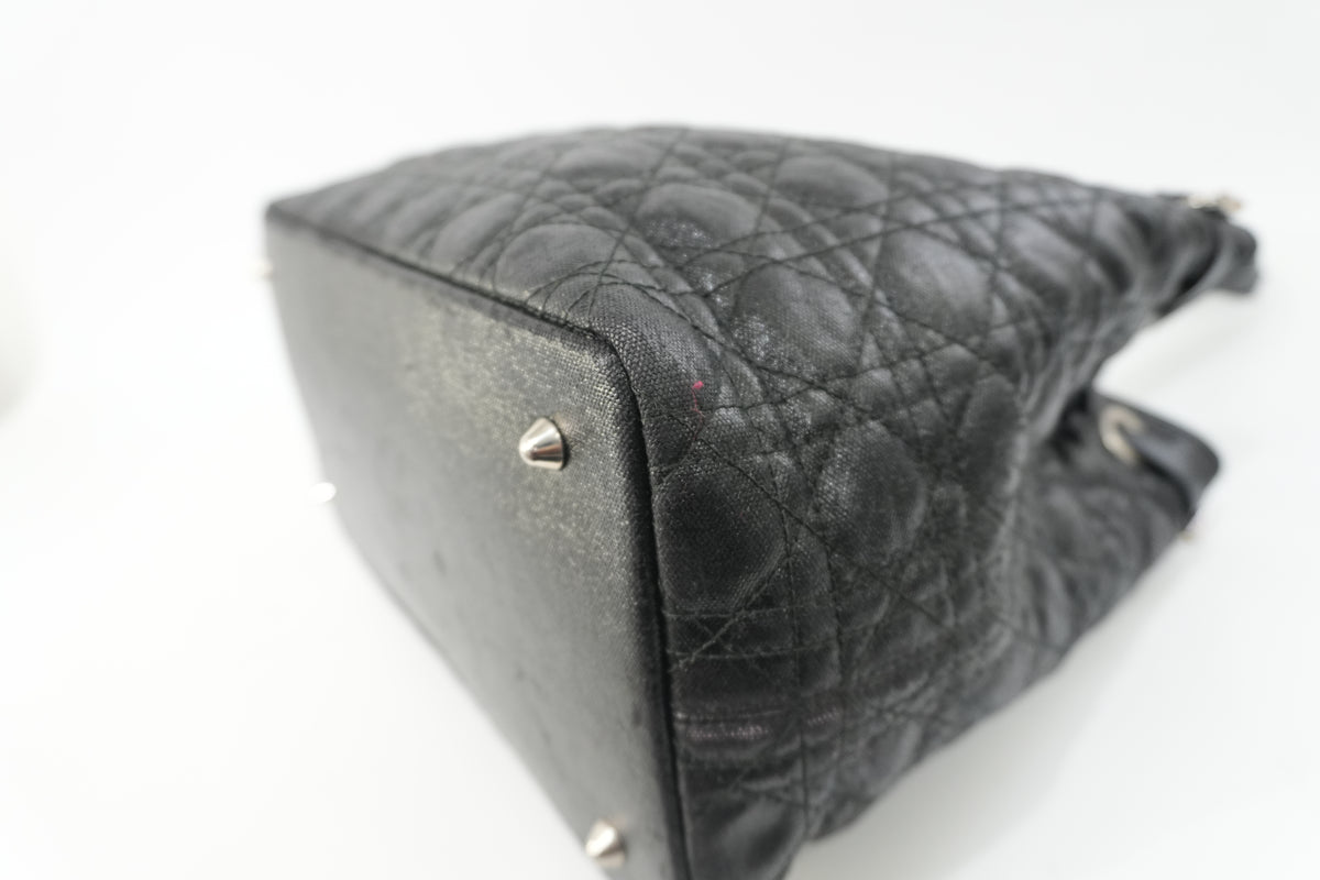 Pre-Owned Dior Cannage Panarea Shoulder Tote Bag Black