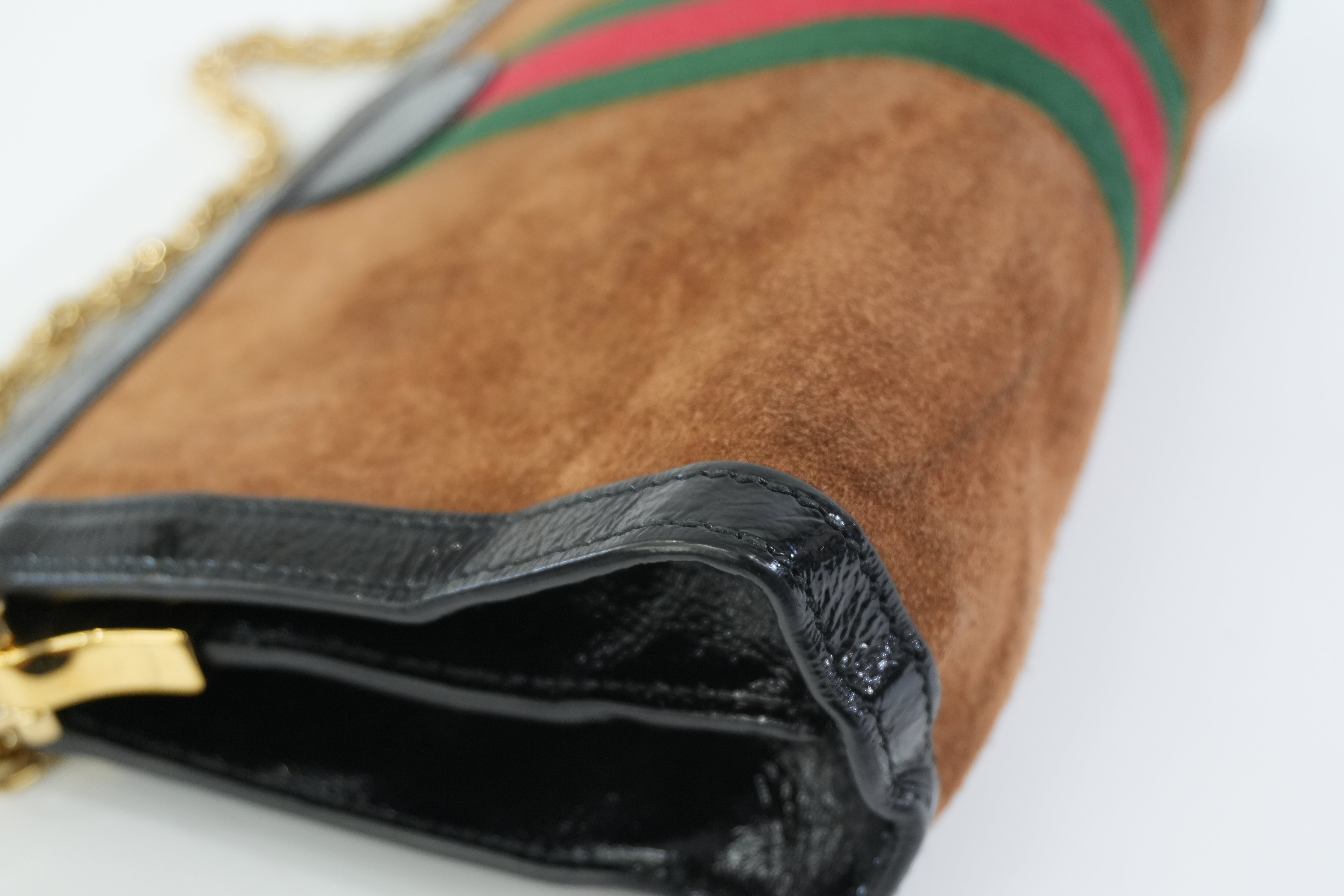 Pre-owned Gucci Suede Leather Chain Shoulder Bag Brown