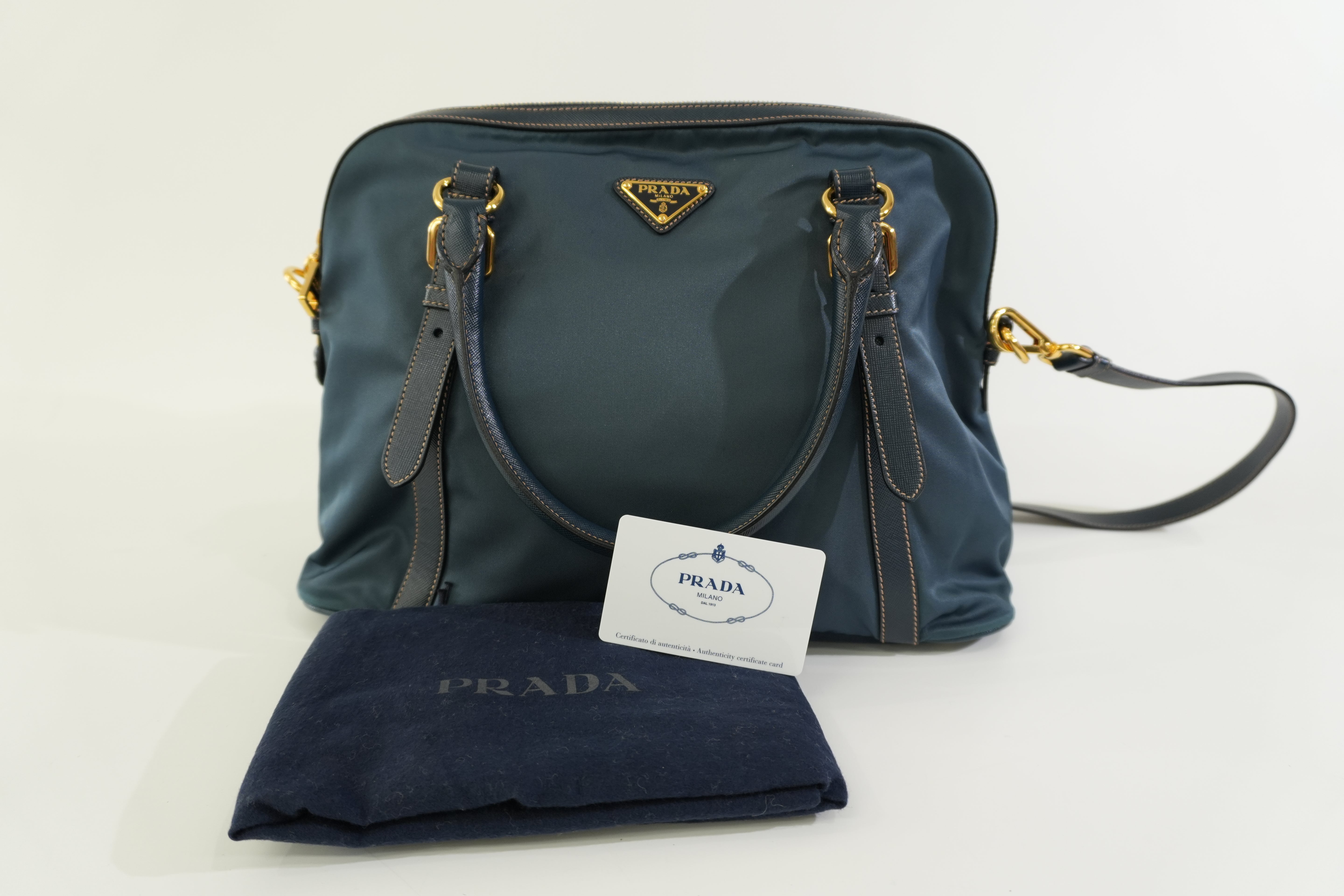 Pre-owned Prada Nylon Two Way Shoulder Bag Blue
