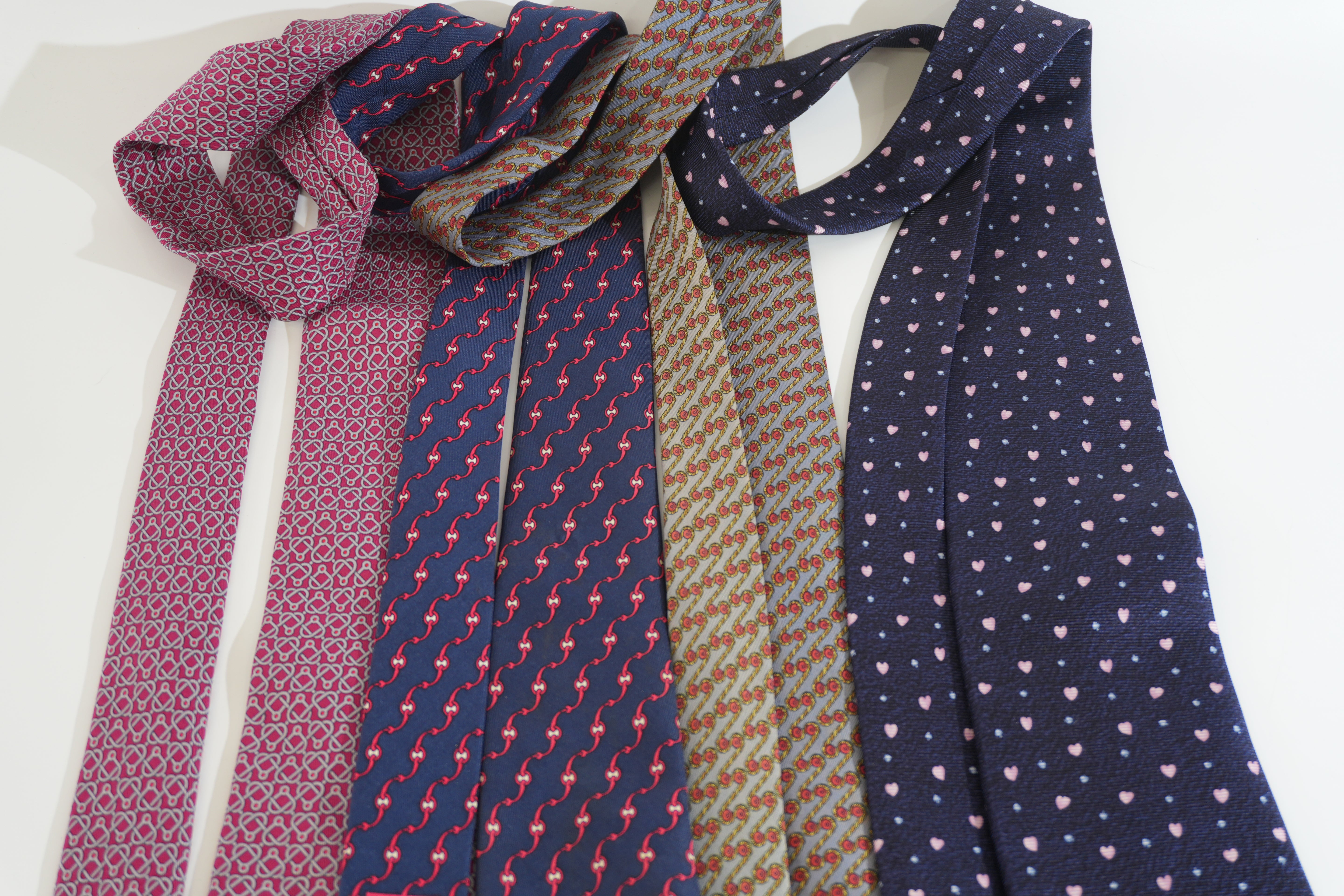 Pre-owned Necktie Bundle of 4 (3 Hermes and 1 Bulgari)