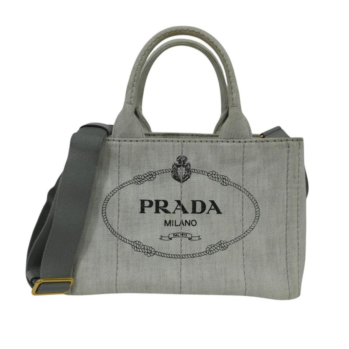 Pre-Owned Prada Two Way Canapa Shoulder Bag Gray