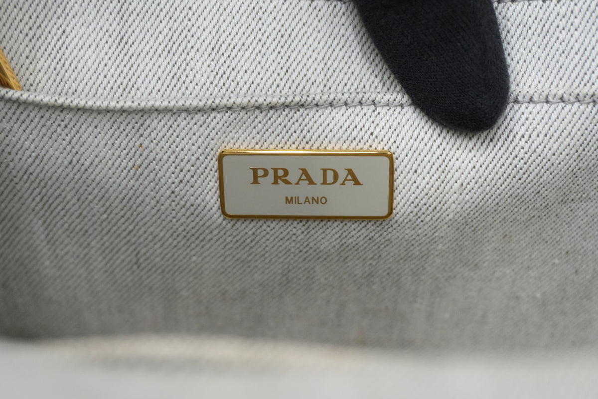 Pre-Owned Prada Two Way Canapa Shoulder Bag Gray
