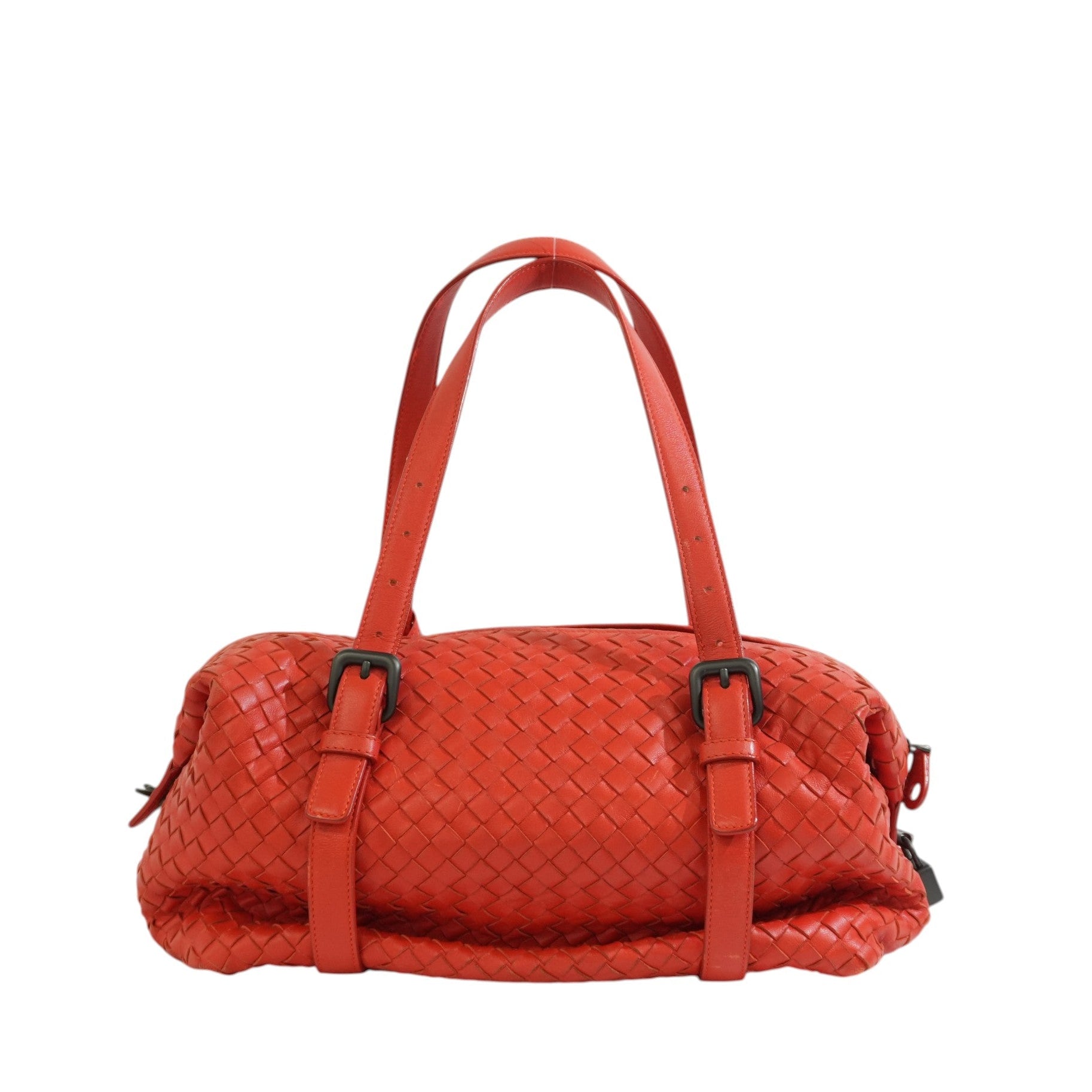 Per-owned Bottega Intreciatto Shoulder Bag Orange
