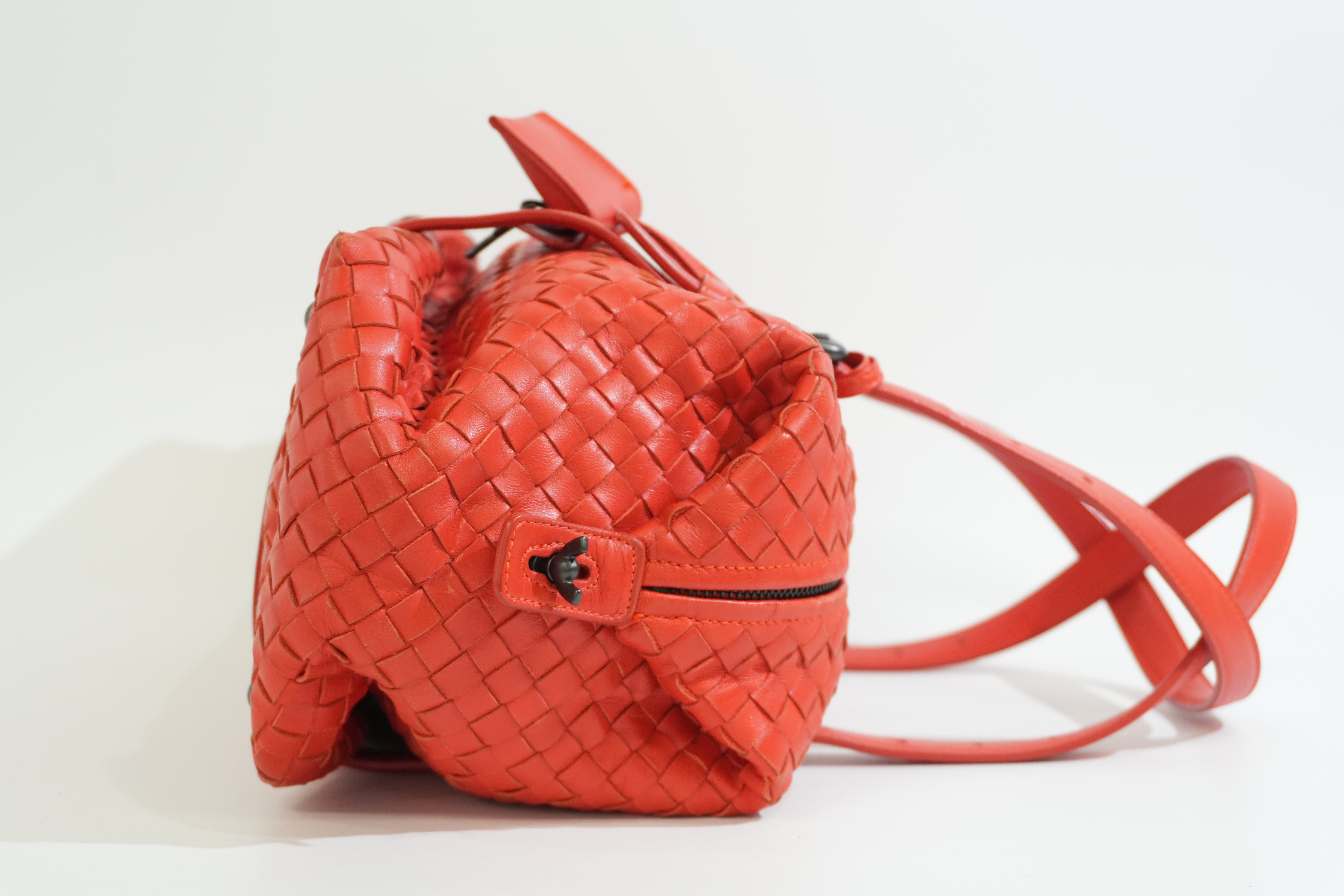 Per-owned Bottega Intreciatto Shoulder Bag Orange