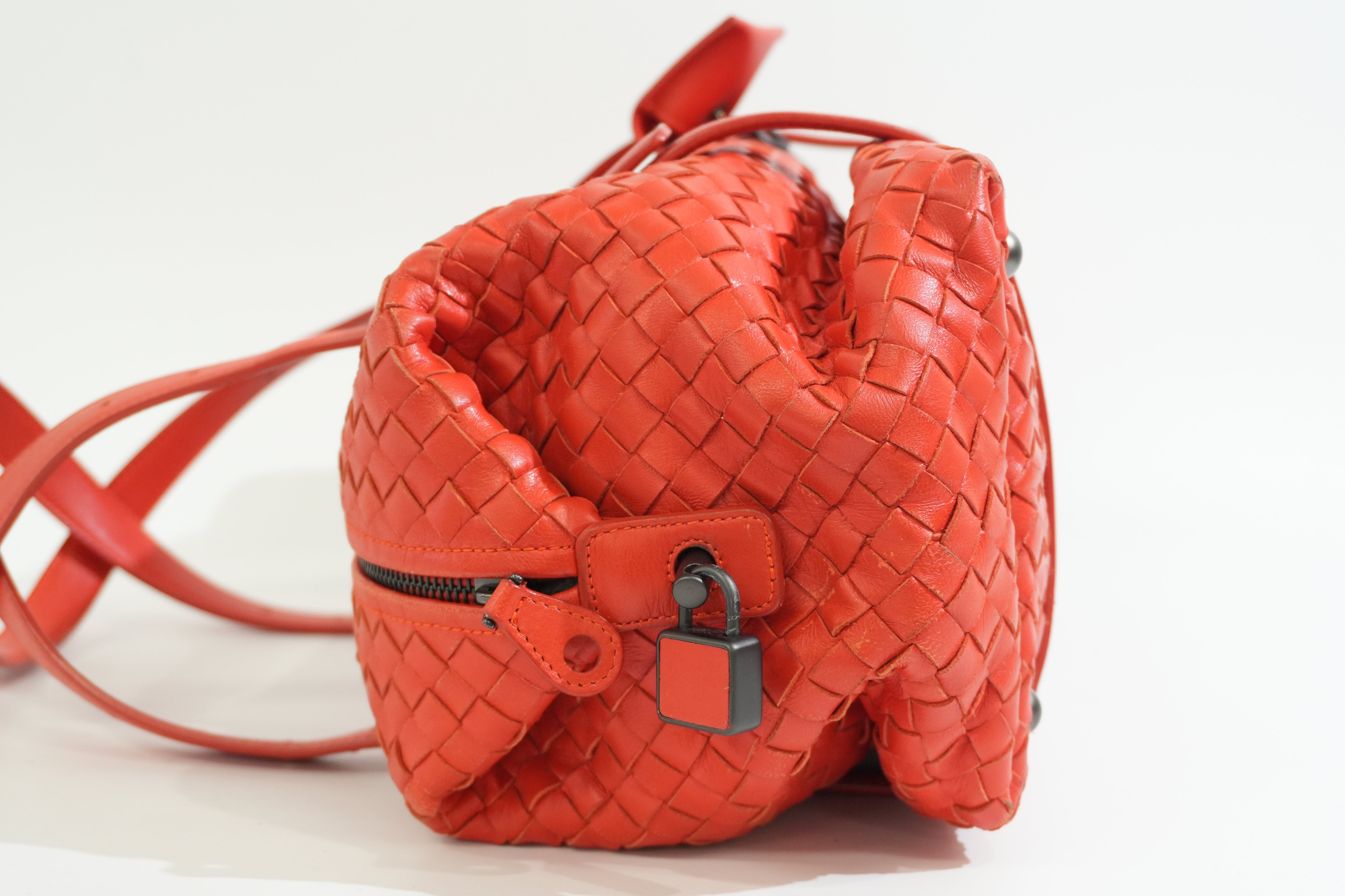 Per-owned Bottega Intreciatto Shoulder Bag Orange