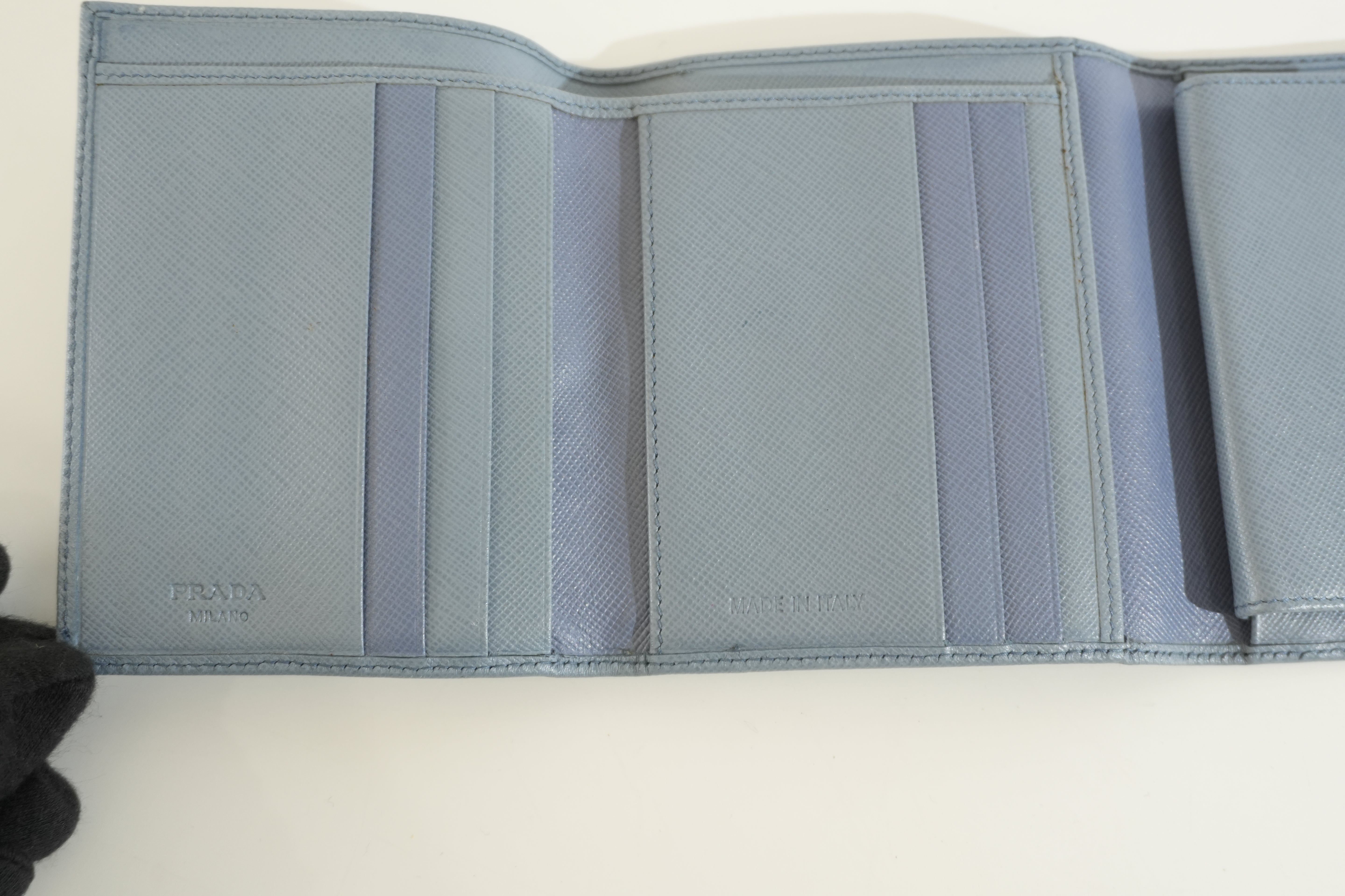 Pre-owned Prada Trifold Wallet Blue