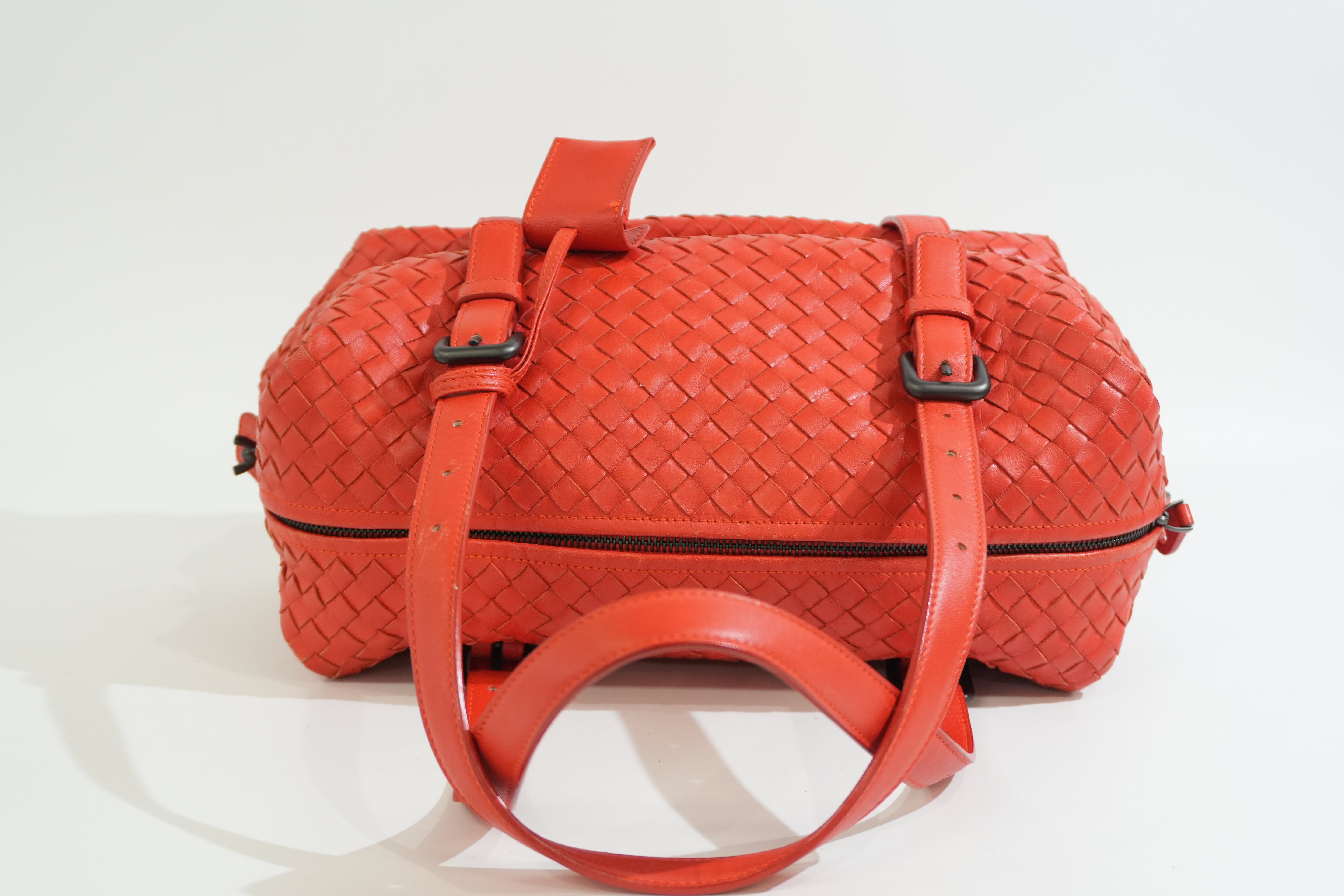 Per-owned Bottega Intreciatto Shoulder Bag Orange