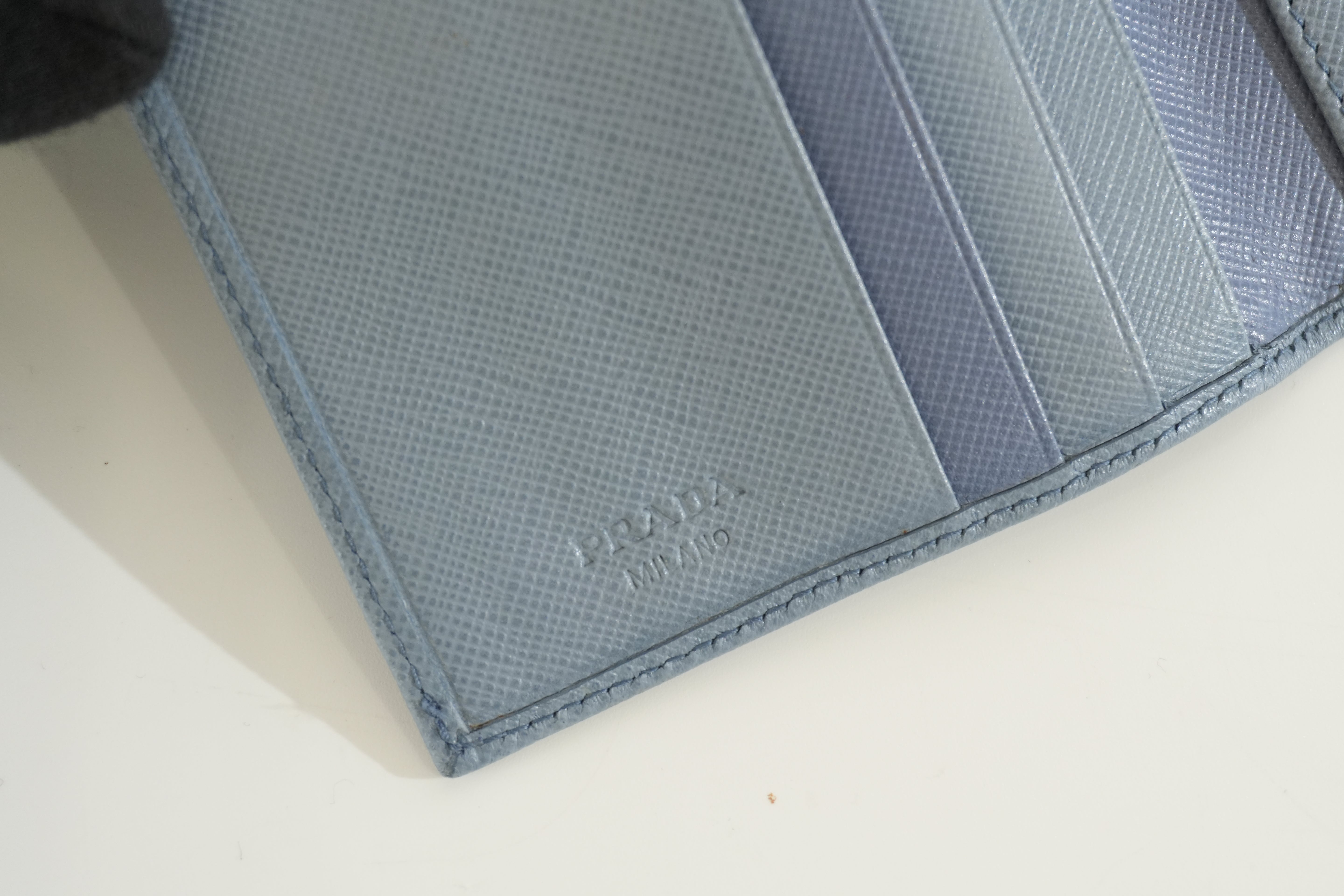 Pre-owned Prada Trifold Wallet Blue